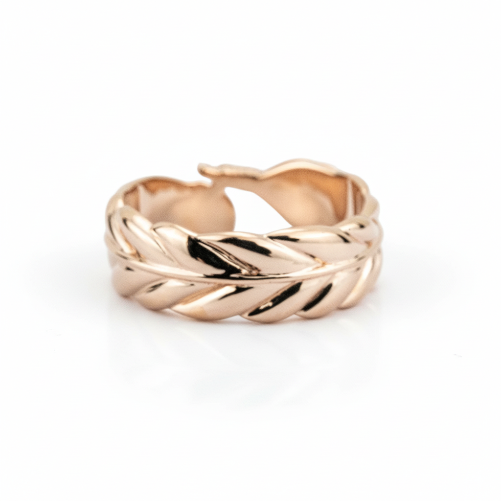 Front view of Nature-Inspired Engagement Ring in Rose Gold