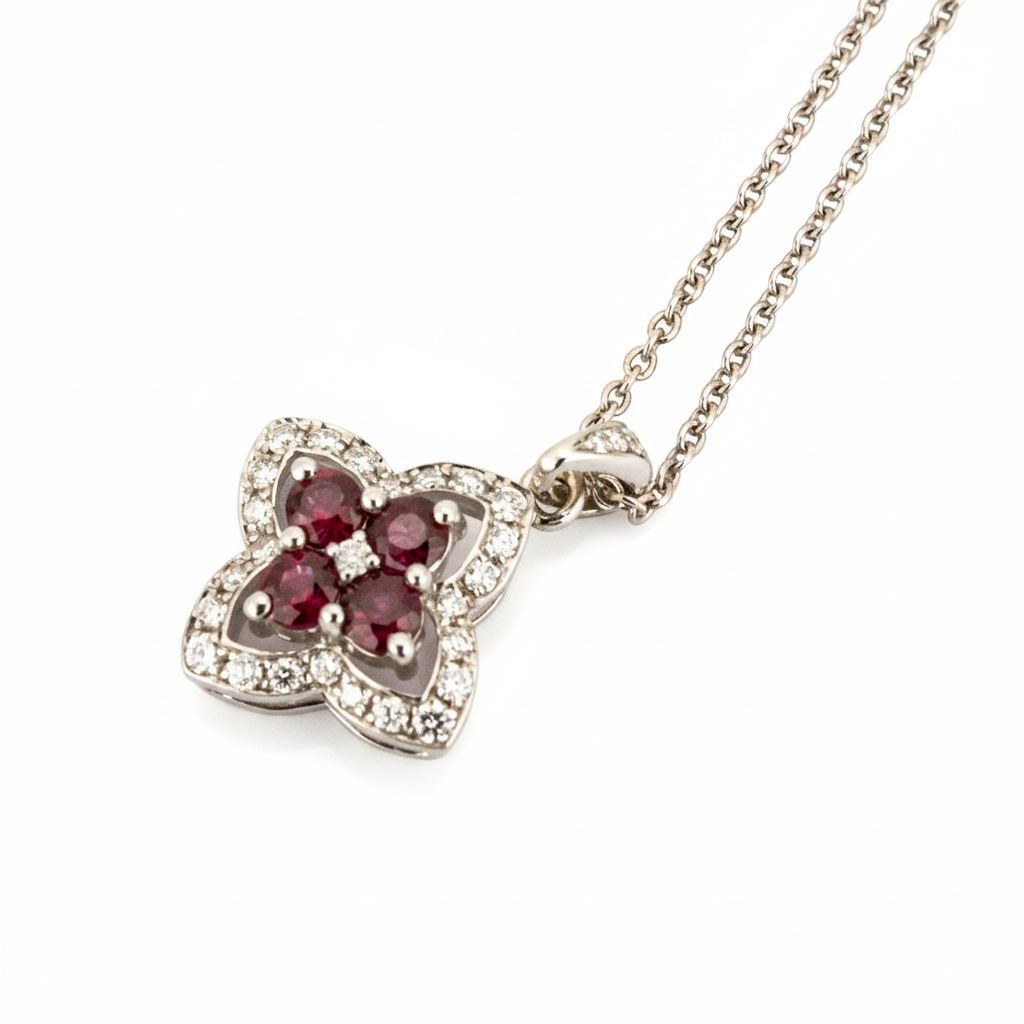 Angled view of Ruby Ring in Gold
