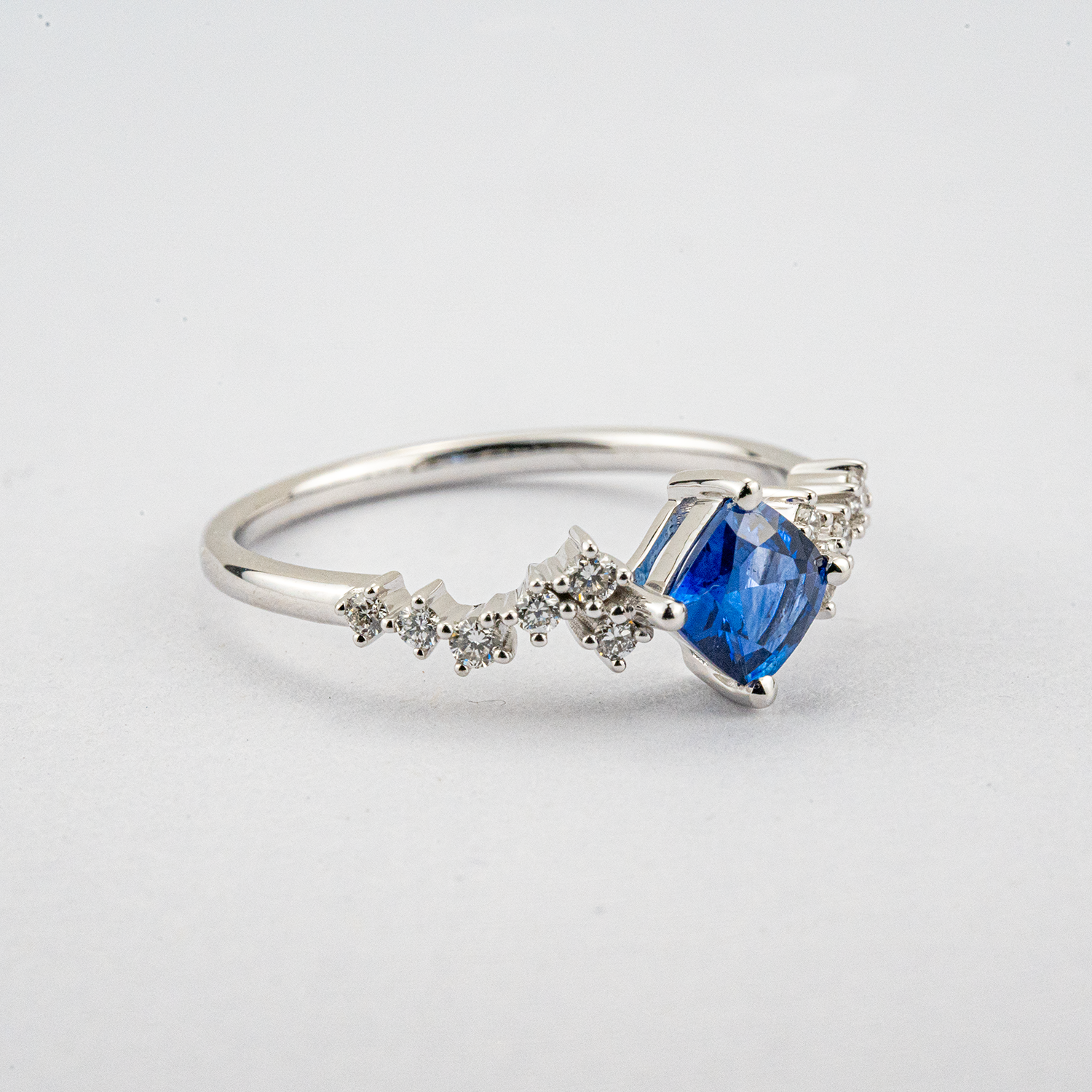 Simple Princess Square Lab Sapphire White Gold Wedding Ring Sapphire Engagement Ring