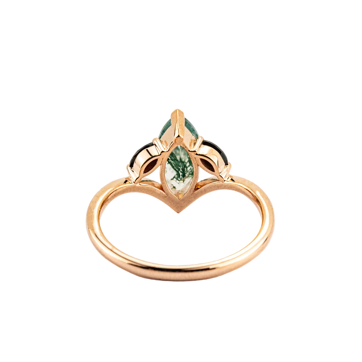 Product view of Marquise Moss Agate Ring in Rose Gold