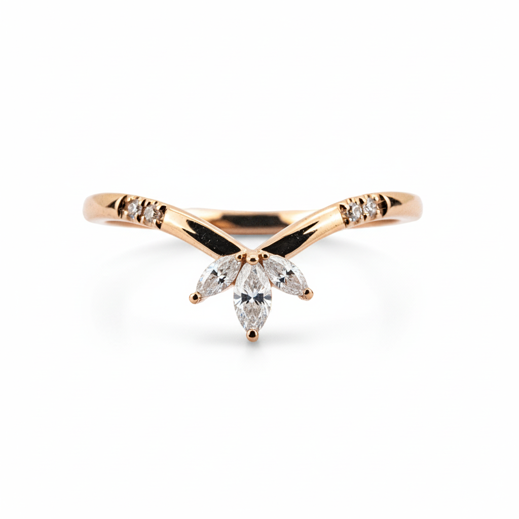 Product view of Pear Pearl Ring Set in Rose Gold