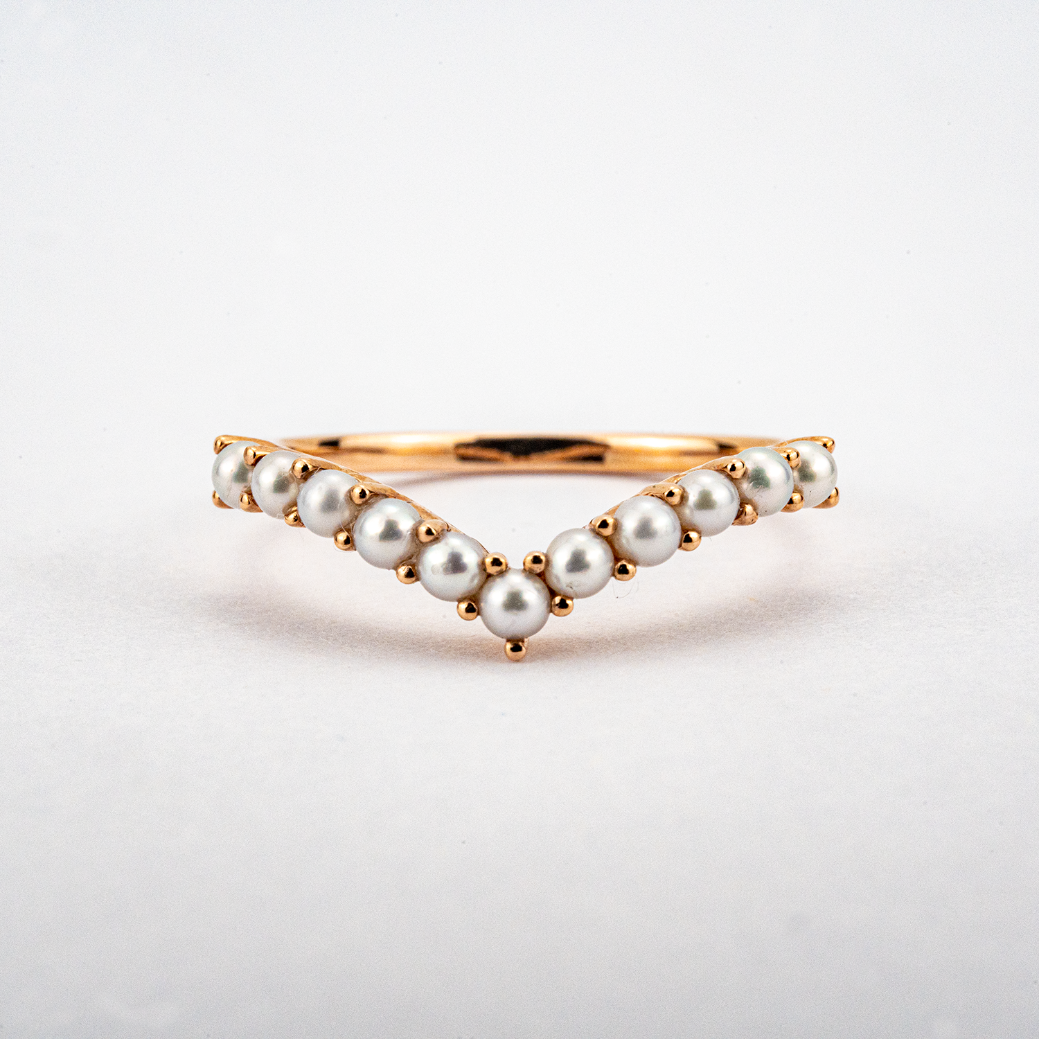 Unique Pearl Ring with Moissanite Rose Gold Engagement Ring Set Pearl Engagement Ring Set