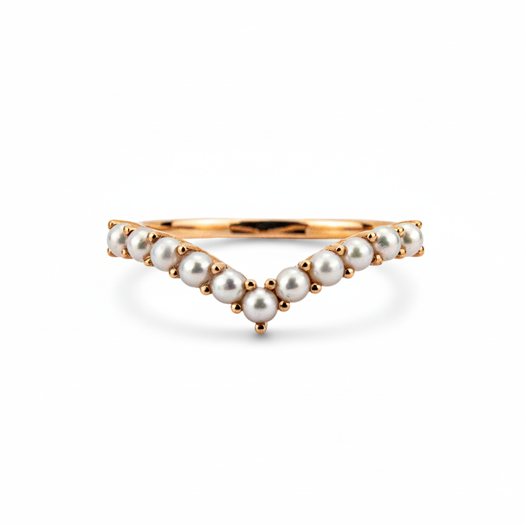 Product view of Pear Pearl Ring Set in Rose Gold