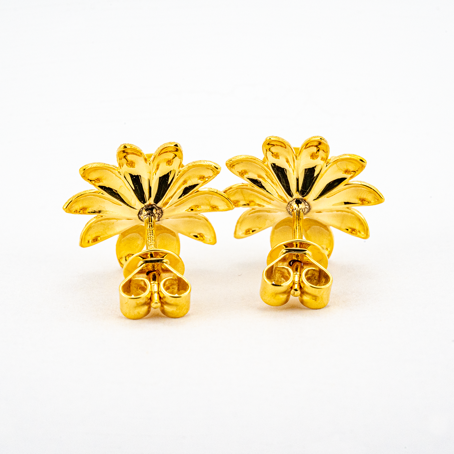 Unique Sunflower Texture Stud Earrings Oval Yellow Sapphire with Unique Texture