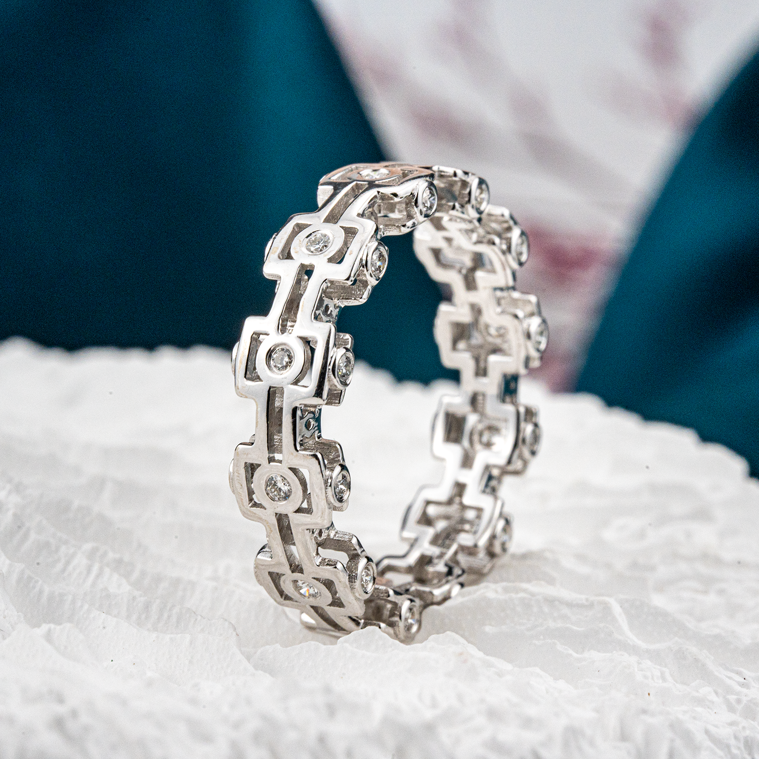 Unique White Gold Engagement Ring Diamond Promise Ring Handmade Jewelry