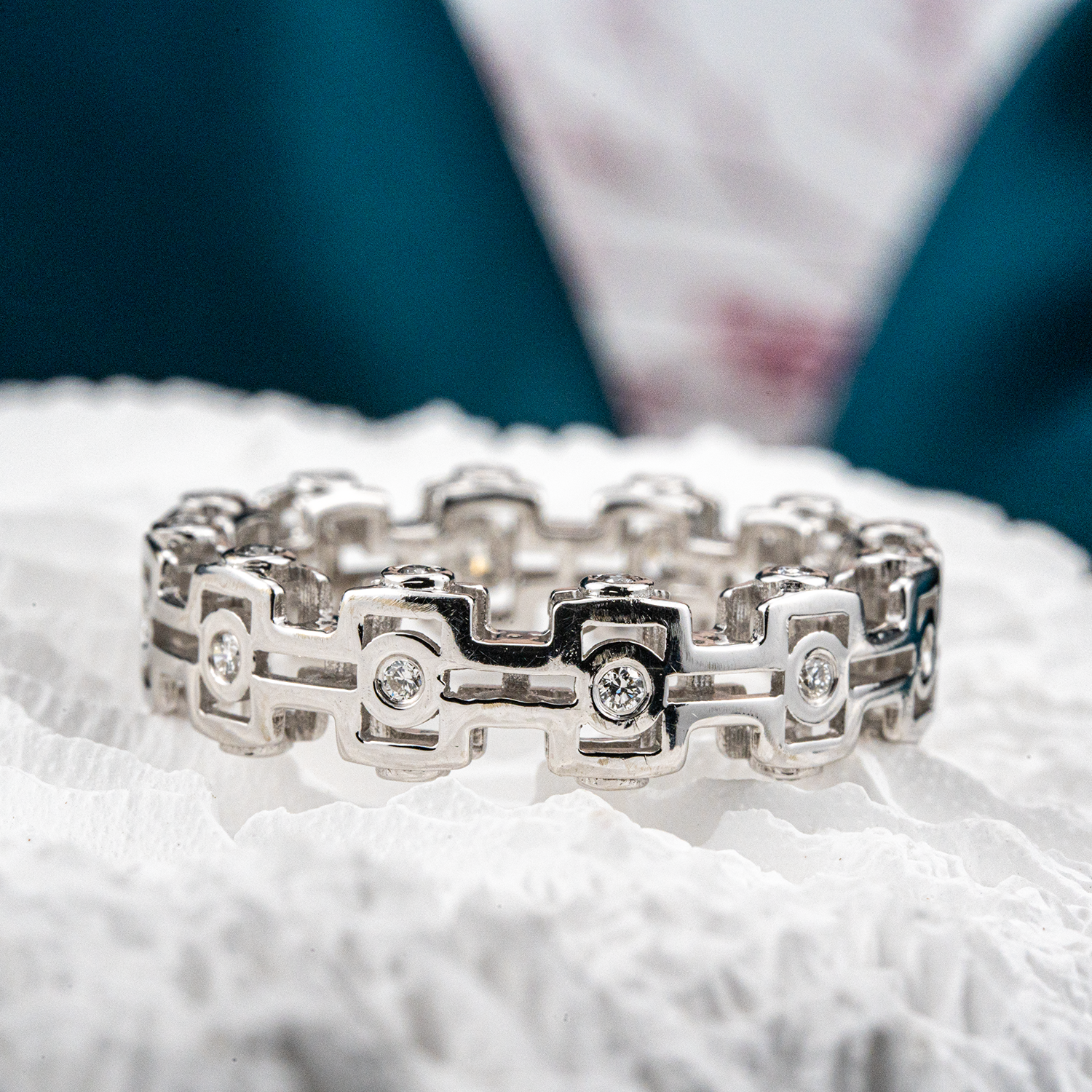Unique White Gold Engagement Ring Diamond Promise Ring Handmade Jewelry