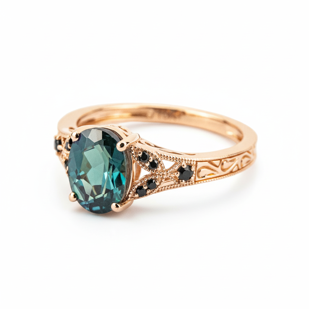 Product view of Oval Alexandrite Engagement Ring in Rose Gold