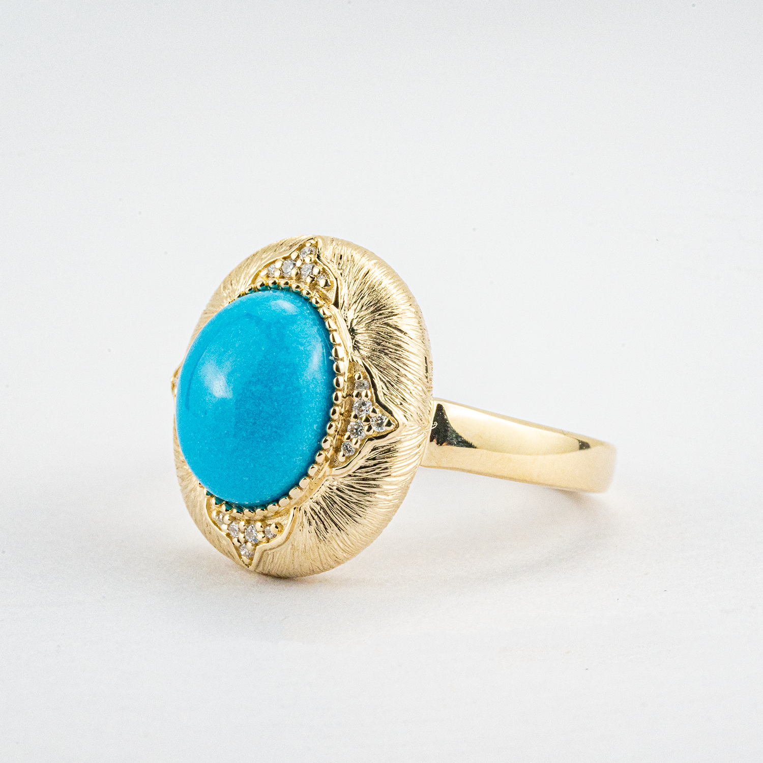Vintage Oval Turquoise Gold Diamond Ring Textured Ring Turquoise Wedding Rings Anniversary Rings