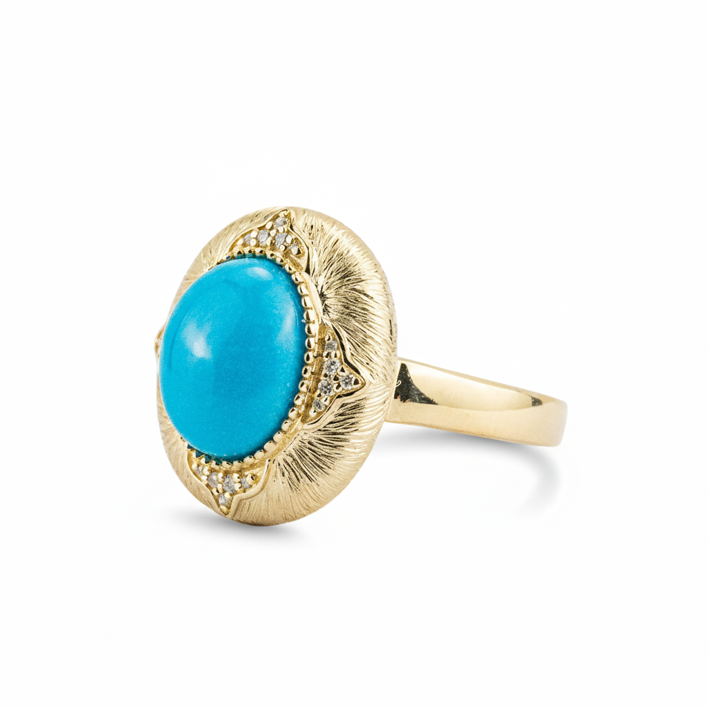 Product view of Oval Turquoise Ring in Gold