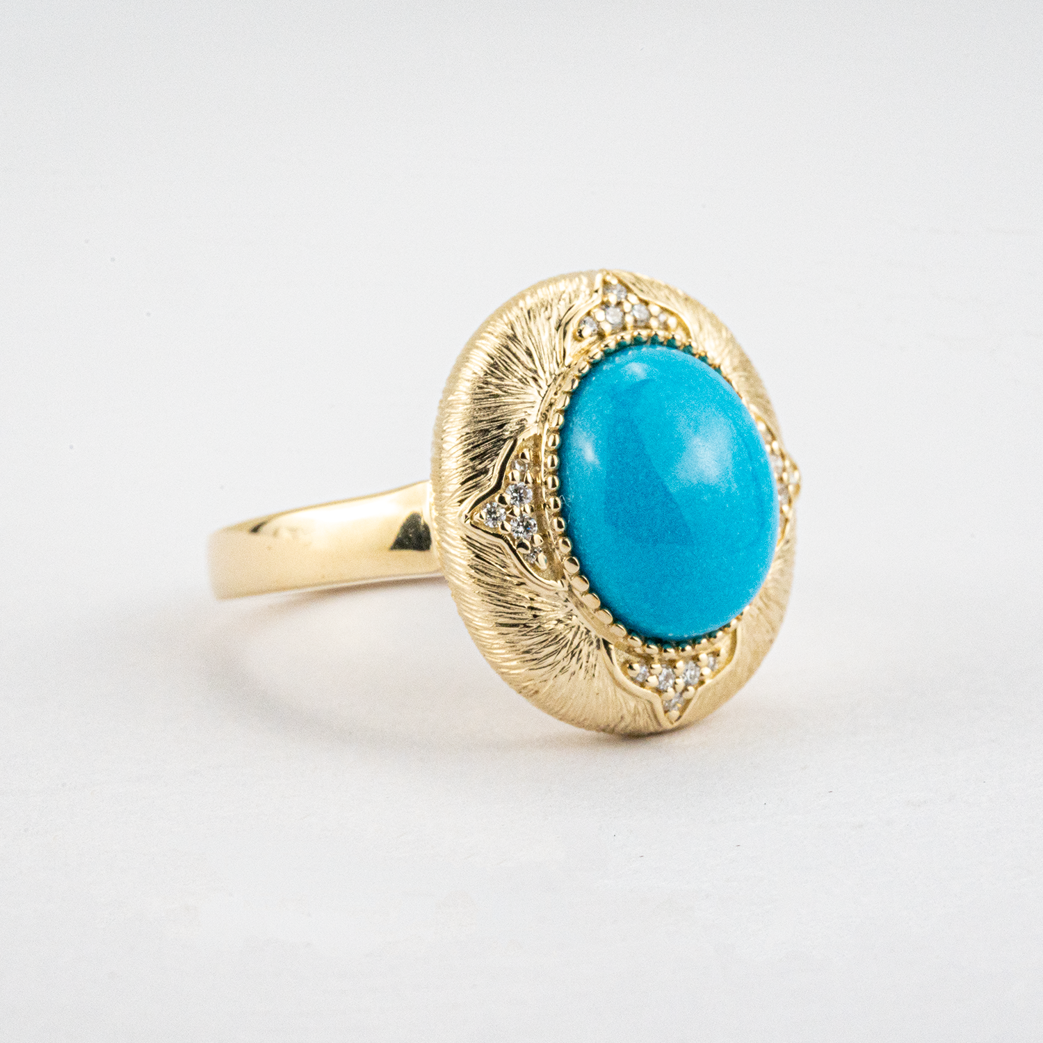 Vintage Oval Turquoise Gold Diamond Ring Textured Ring Turquoise Wedding Rings Anniversary Rings