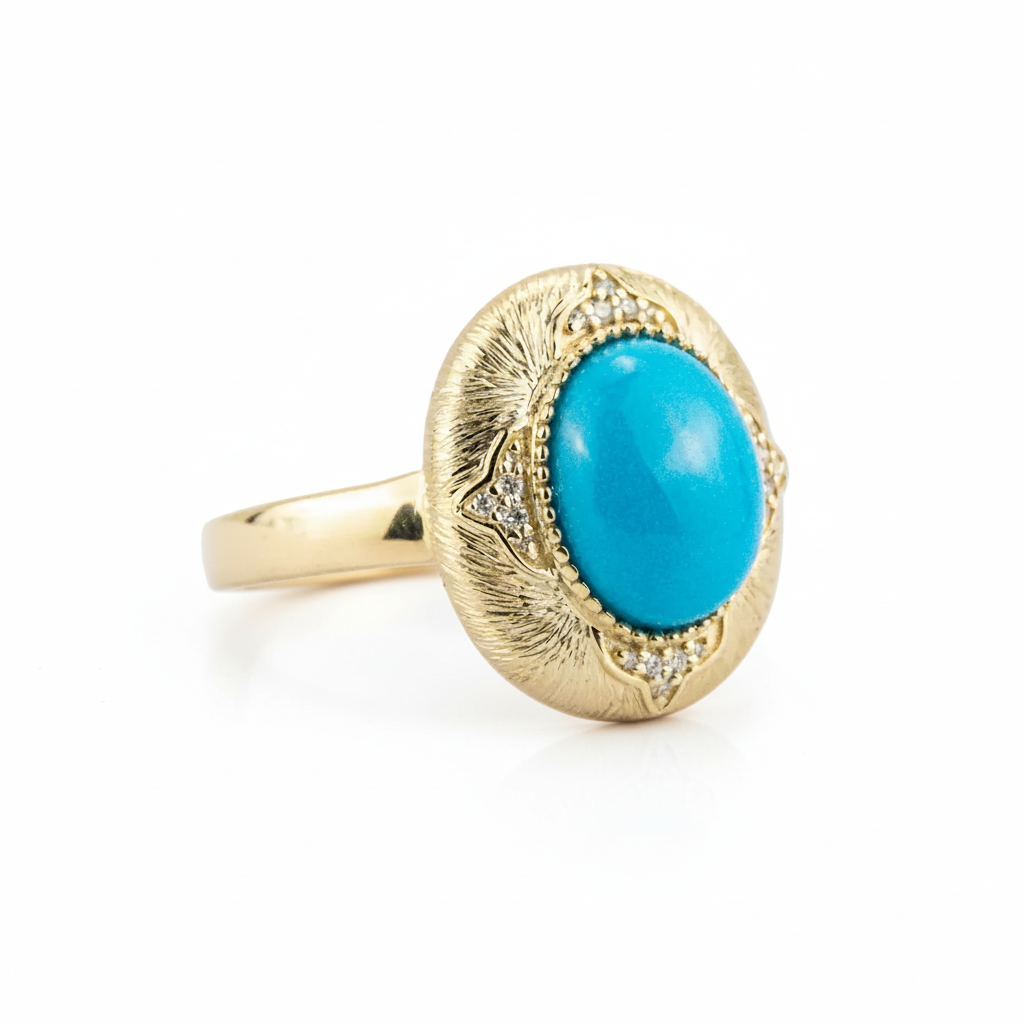 Product view of Oval Turquoise Ring in Gold
