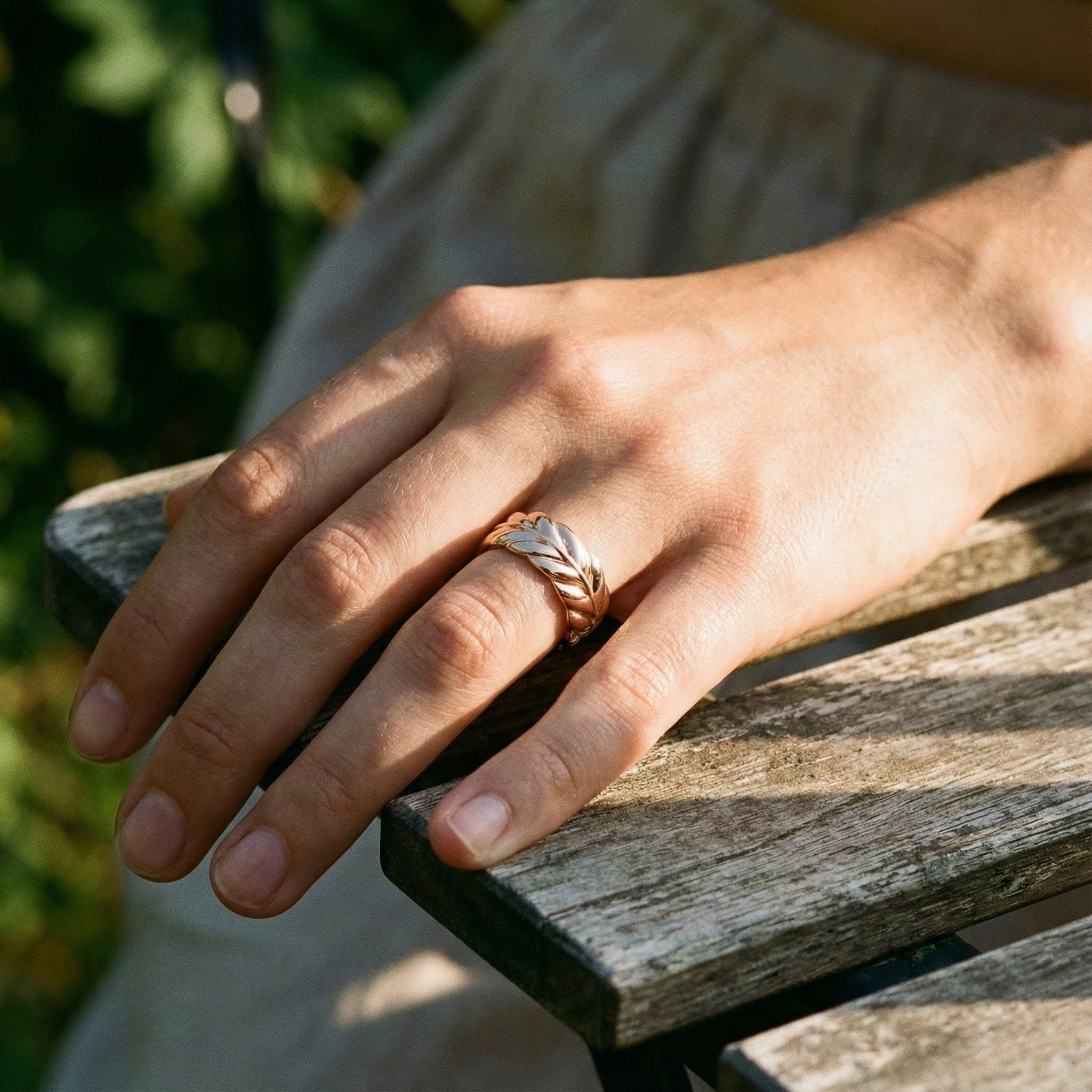 Rose Gold Leaf Pattern Ring Unique Nature Inspired Design Floarl Engagement Ring