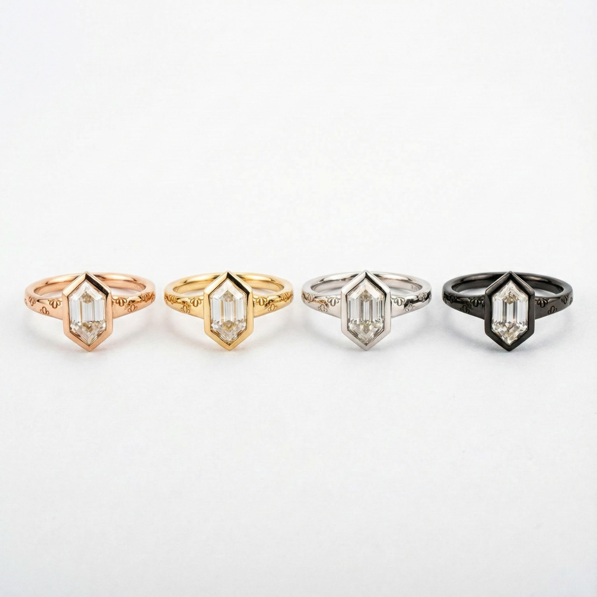 Minimalist hexagonal Moissanite ring - elegant, modern design for stylish engagement