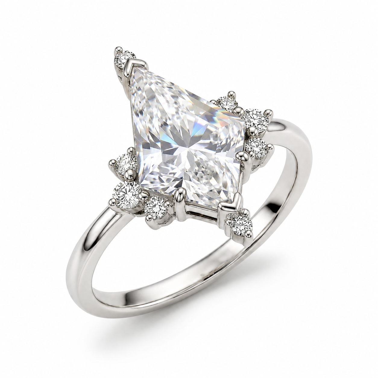 Kite cut lab diamond cluster engagement ring Gold Engagement Ring