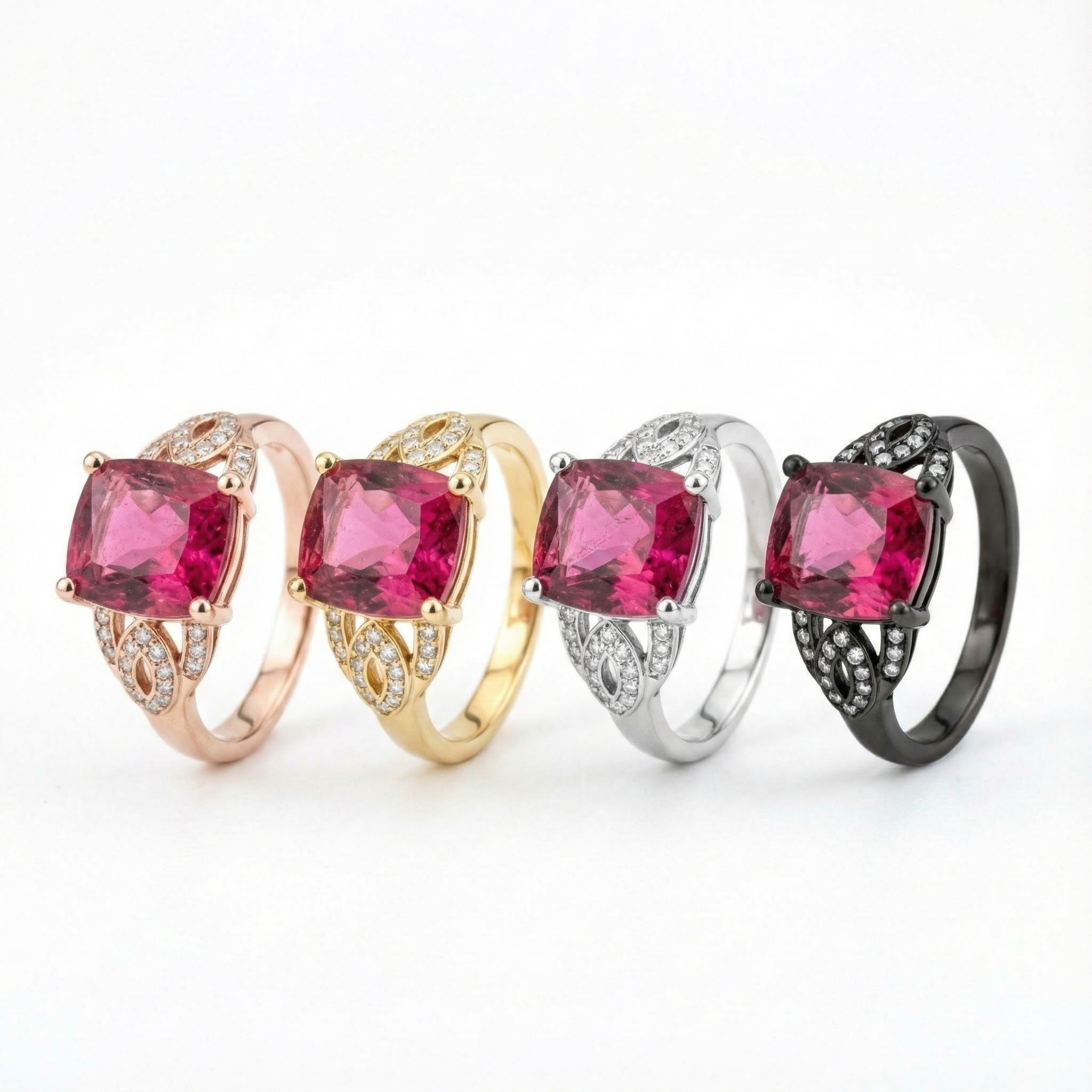 Luxurious square cut rubellite rose gold ring - perfect for engagement