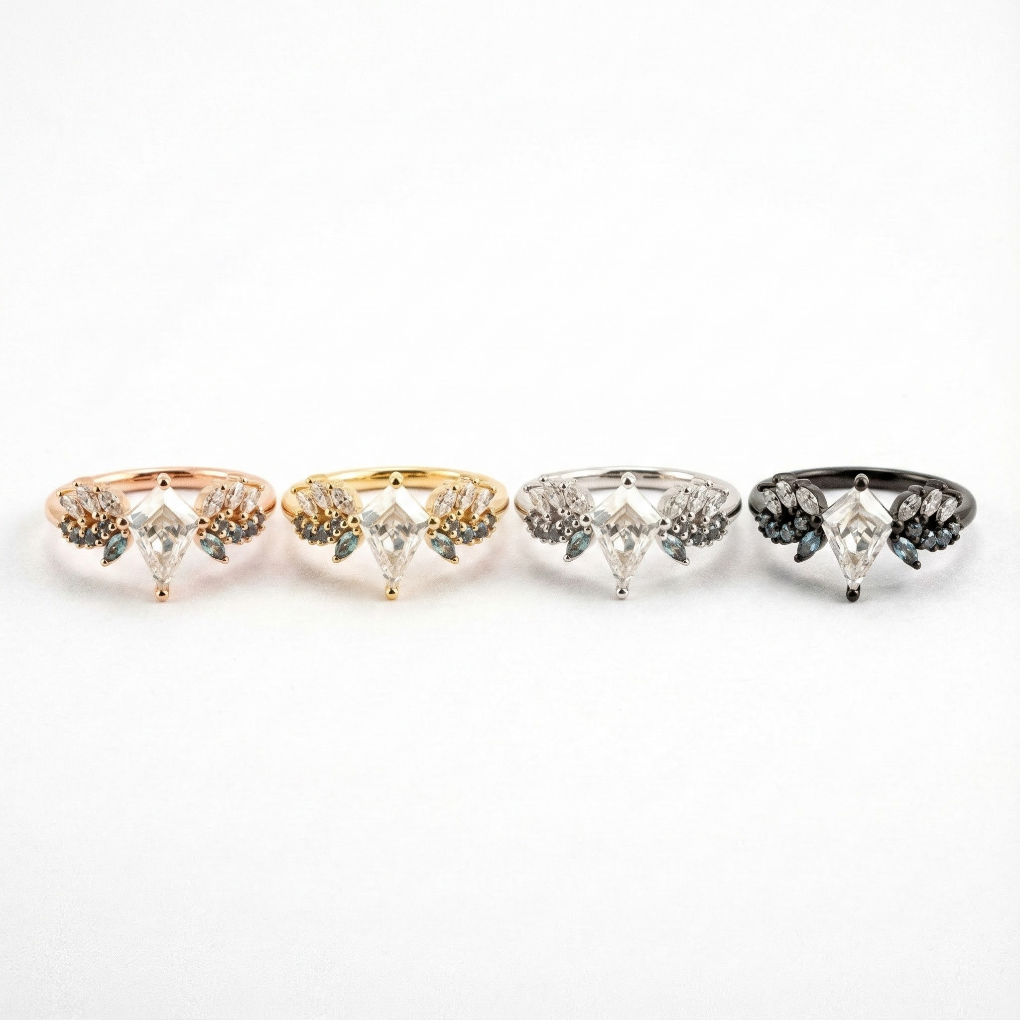 Personalized Kite Shape Moissanite Two-tone Wings Rose Gold Ring Special Engagement Ring