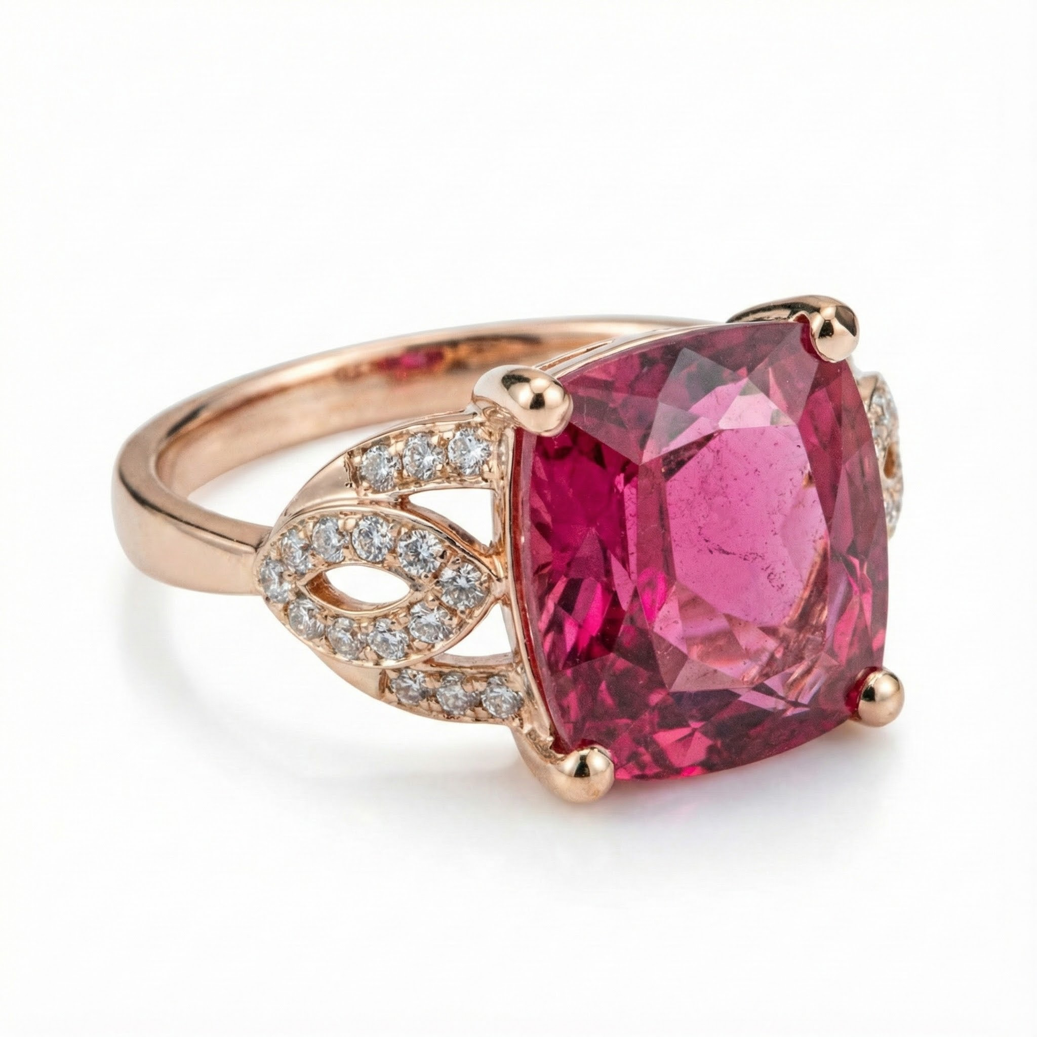 Luxurious square cut rubellite rose gold ring - perfect for engagement