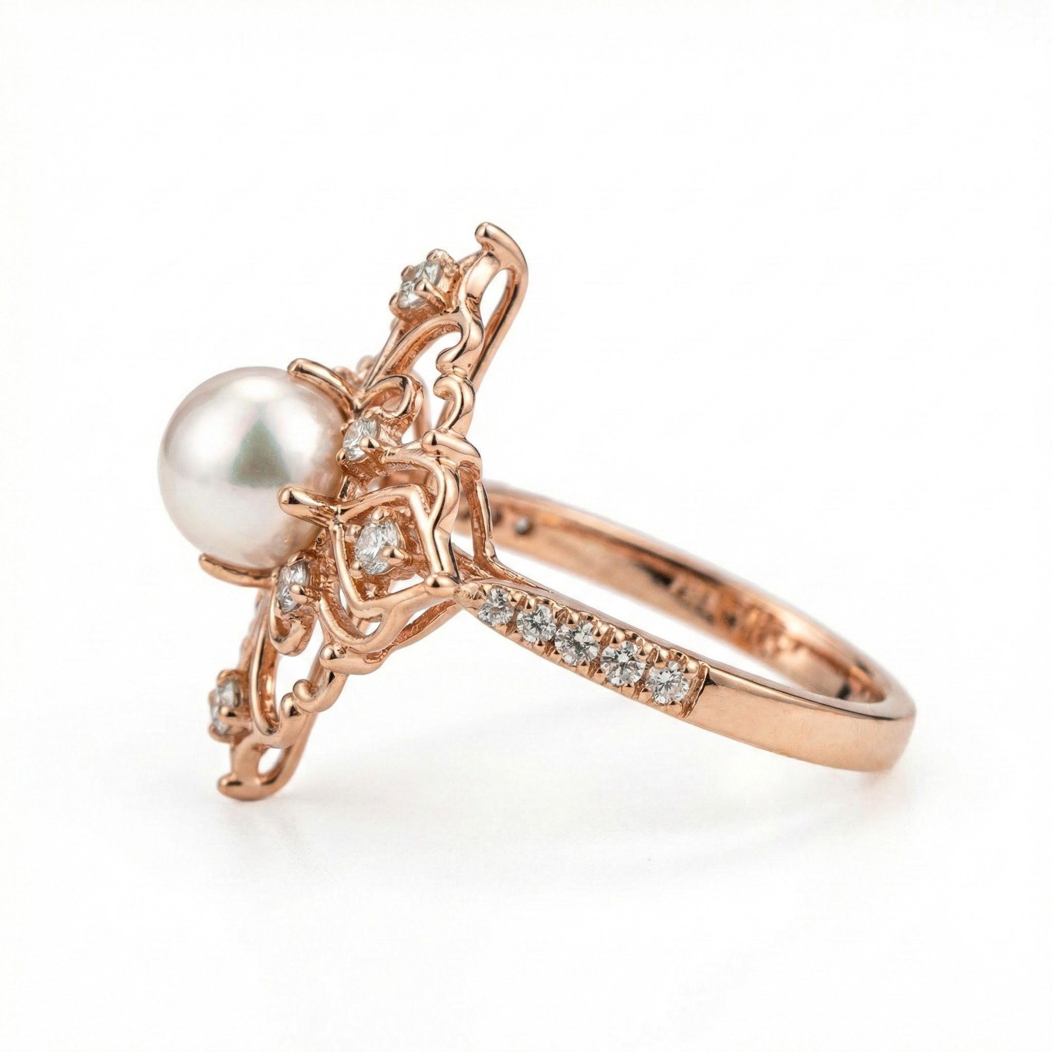 Product view of Pear Pearl Engagement Ring in Gold