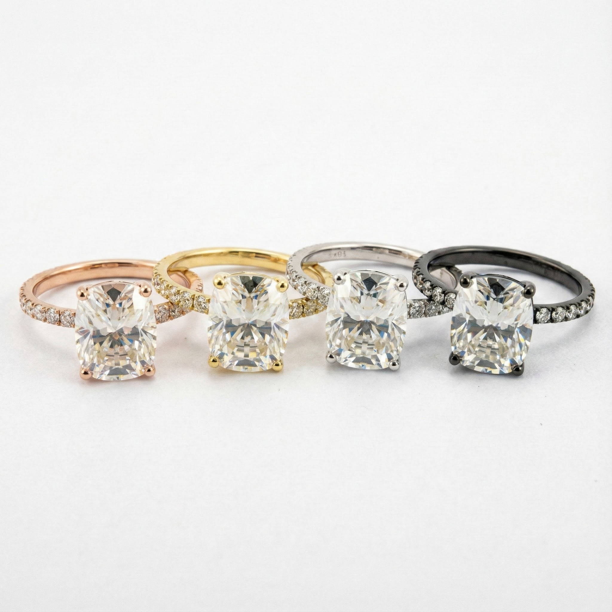 2 Carat Classic Emerald Cut Moissanite White Gold Engagement Ring Set