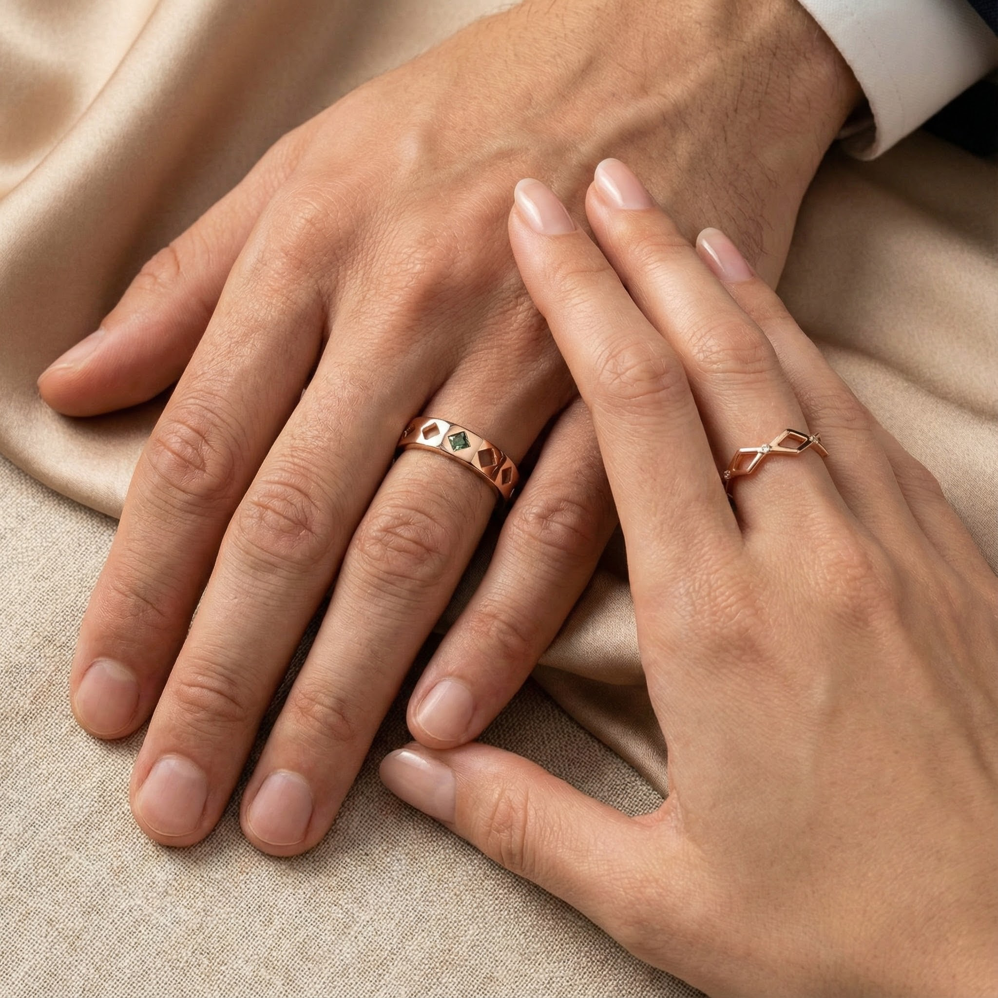 Minimalist Style Moissanite Couple Ring - Sleek Design for Modern Couples