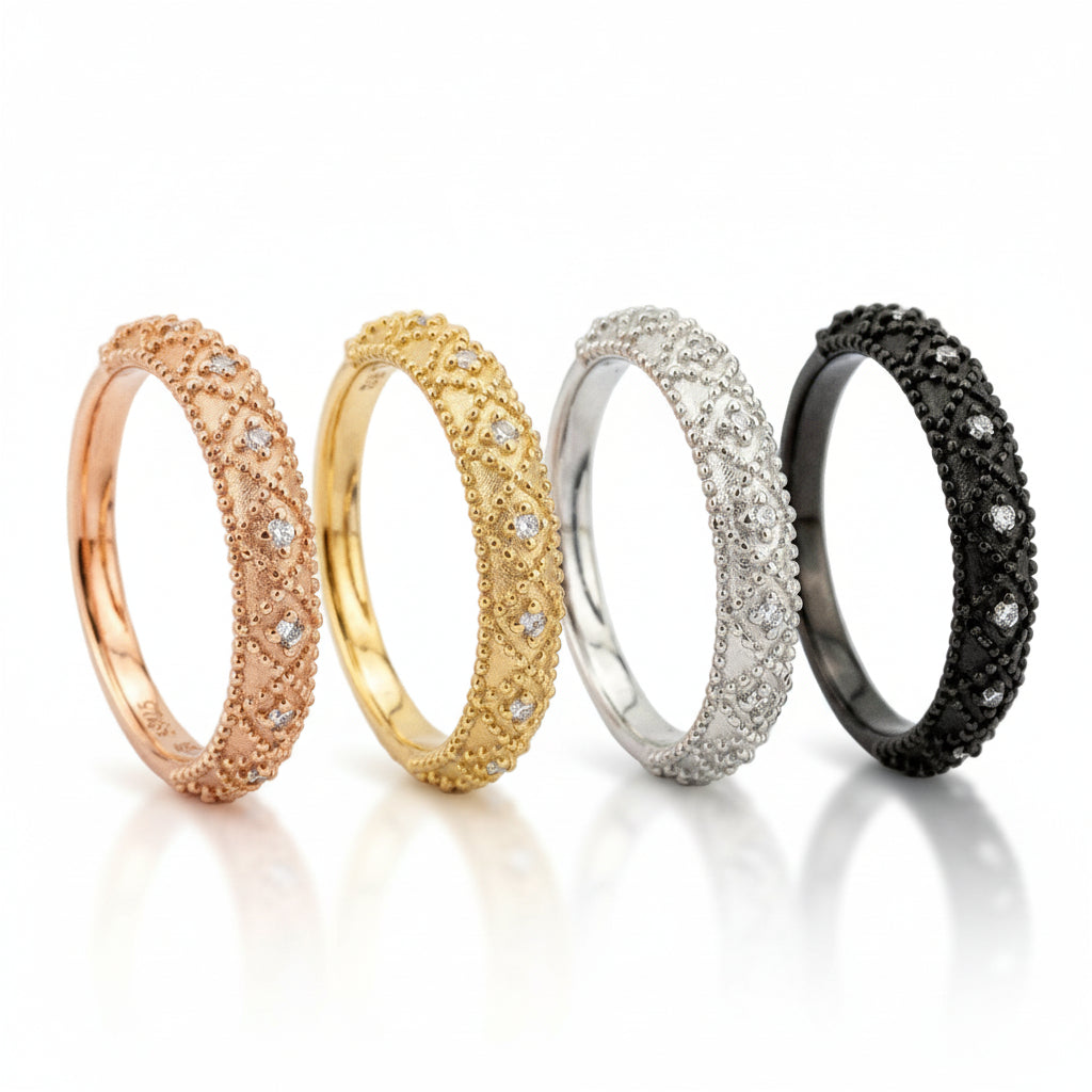 Lifestyle view of Moissanite Wedding Band in Gold