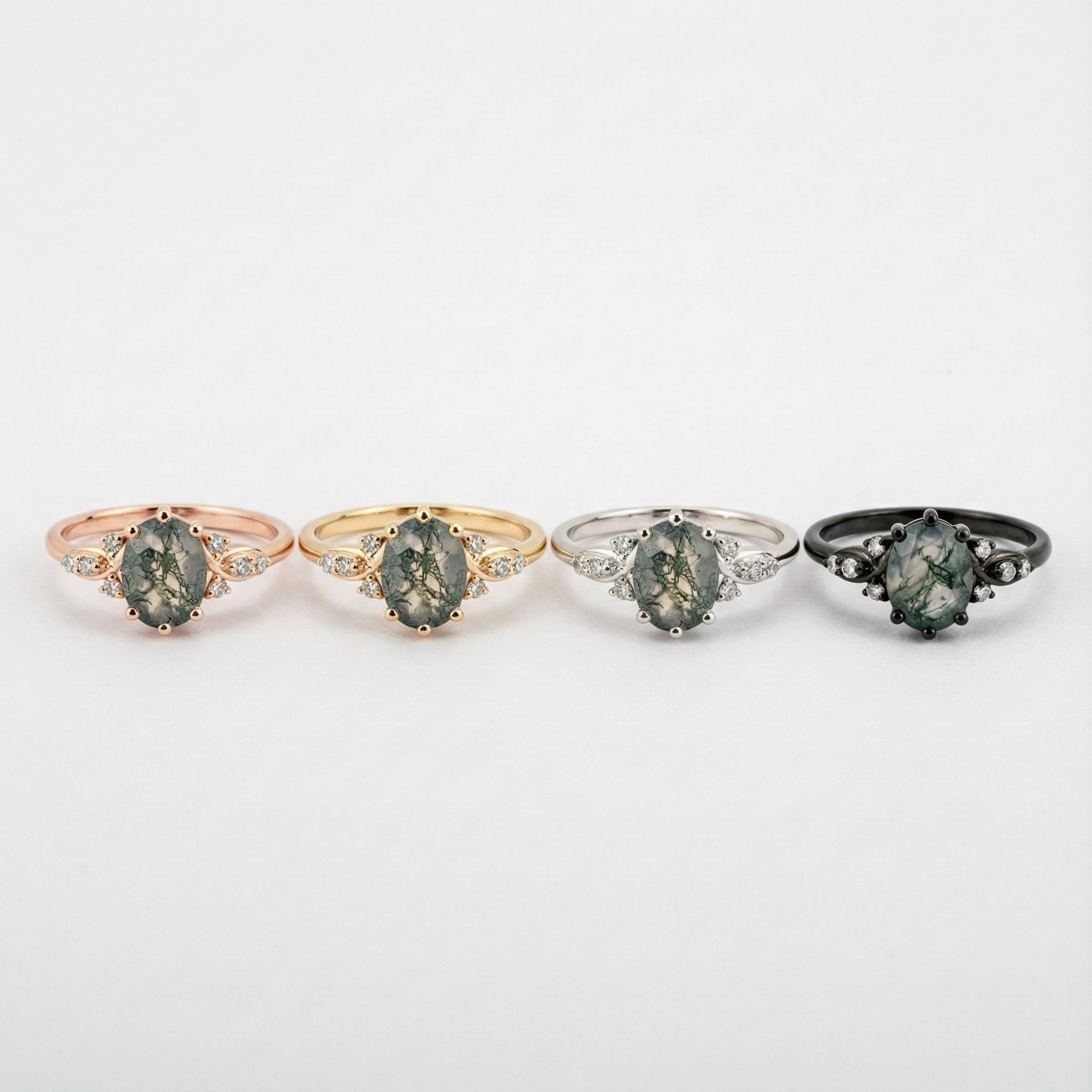 Oval Moss Agate Ring - Stunning Nature Inspired Jewelry in Rose Gold for an Elegant Look