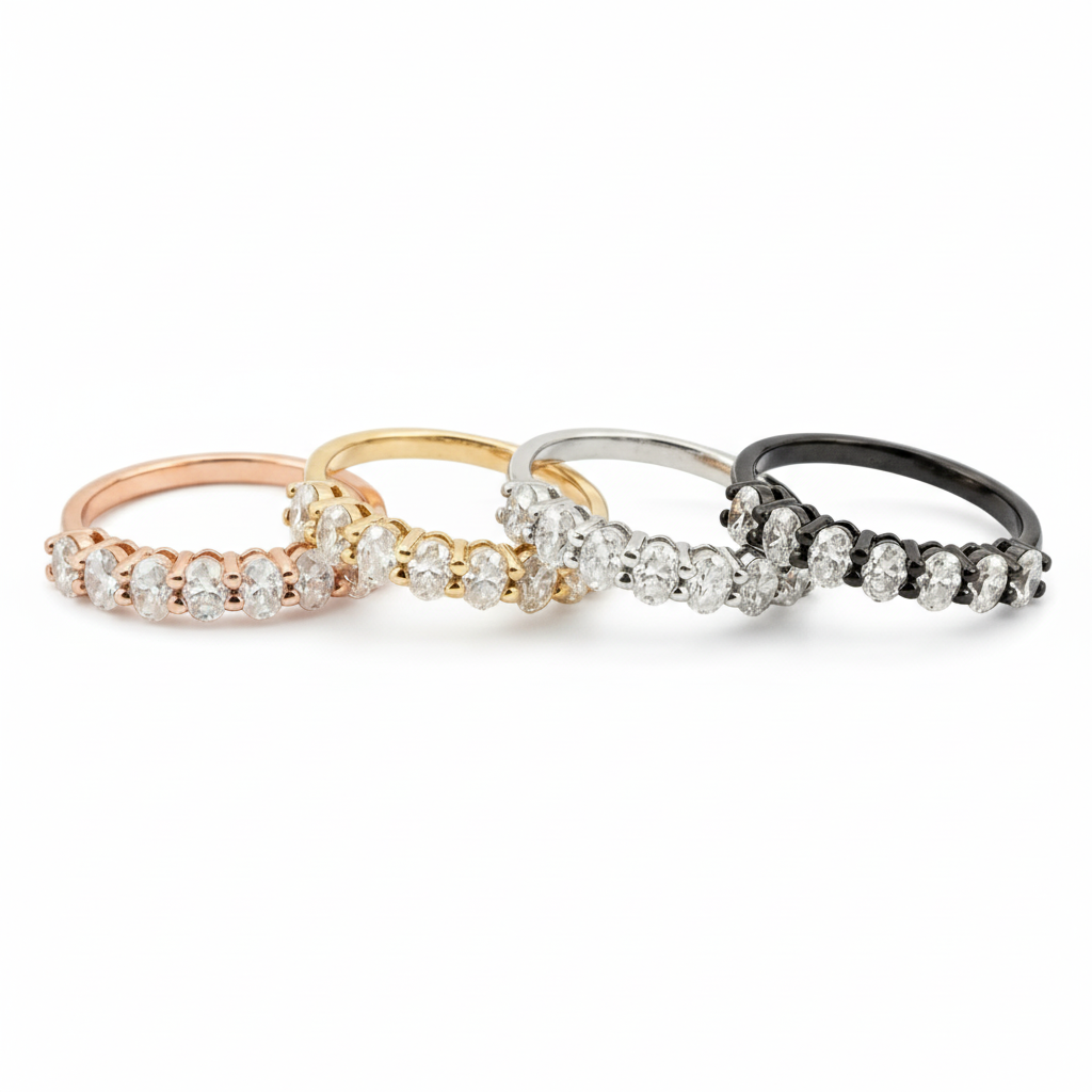 Lifestyle view of Oval Moissanite Wedding Band in Gold
