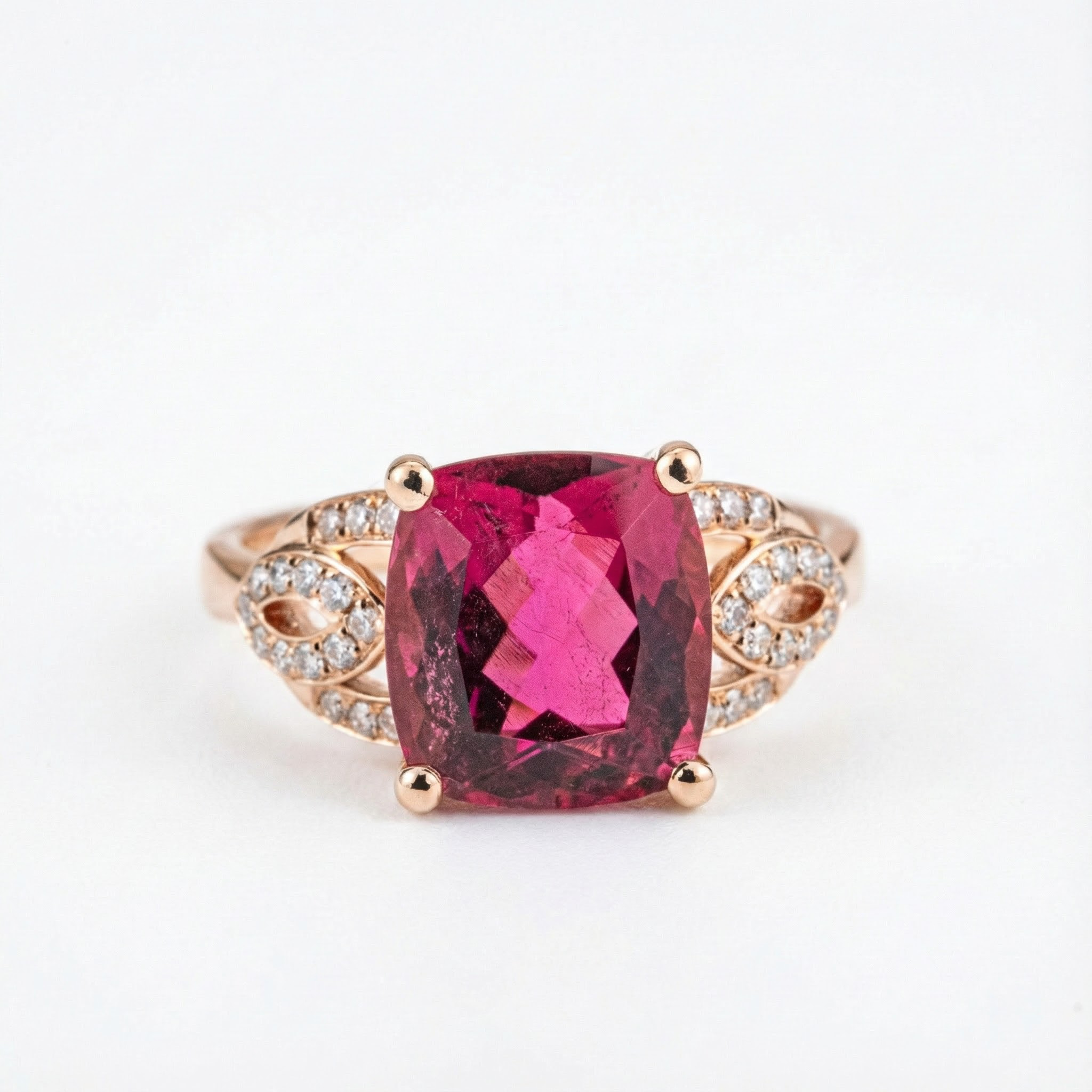 Luxurious square cut rubellite rose gold ring - perfect for engagement