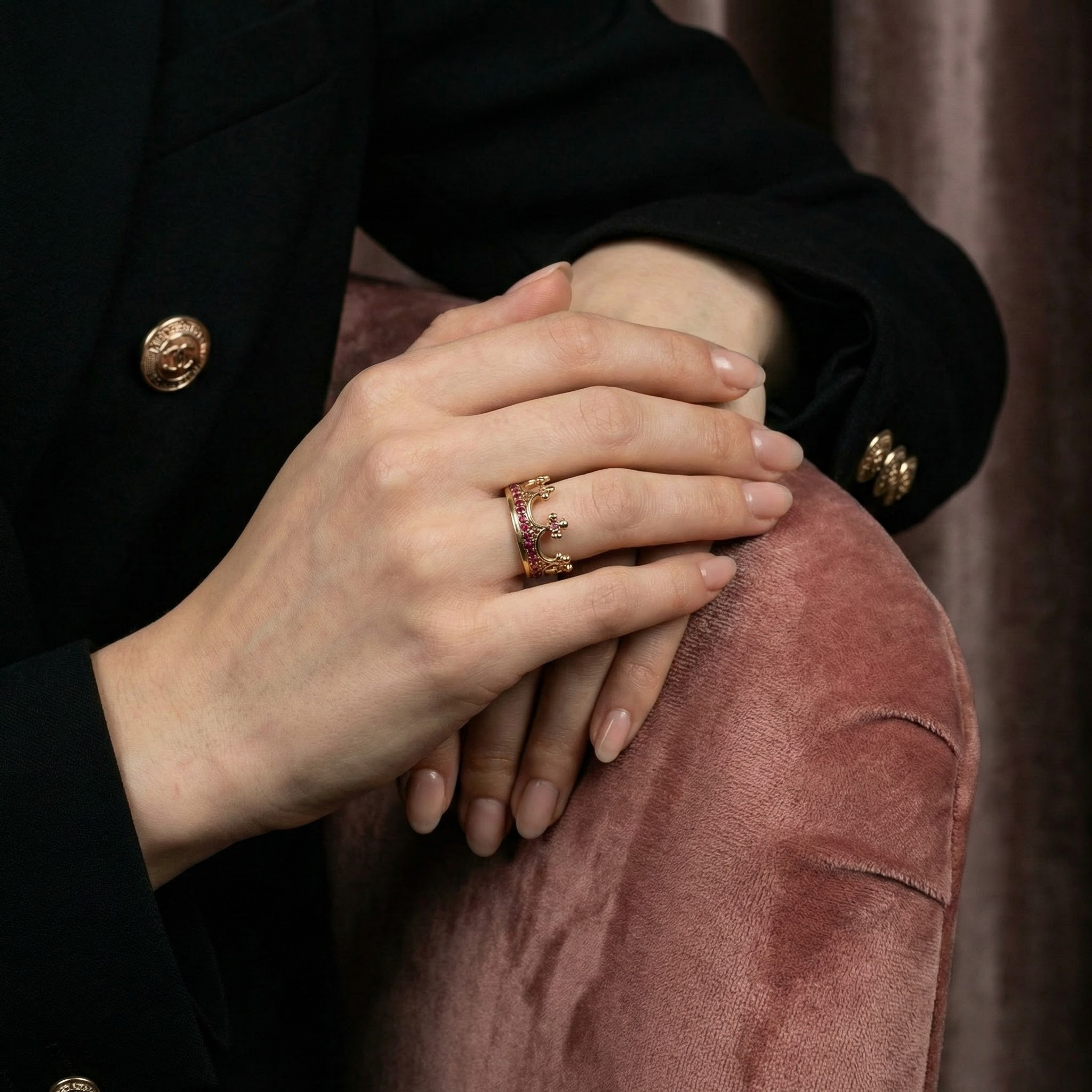 Vintage Ruby Crown Shape Ring