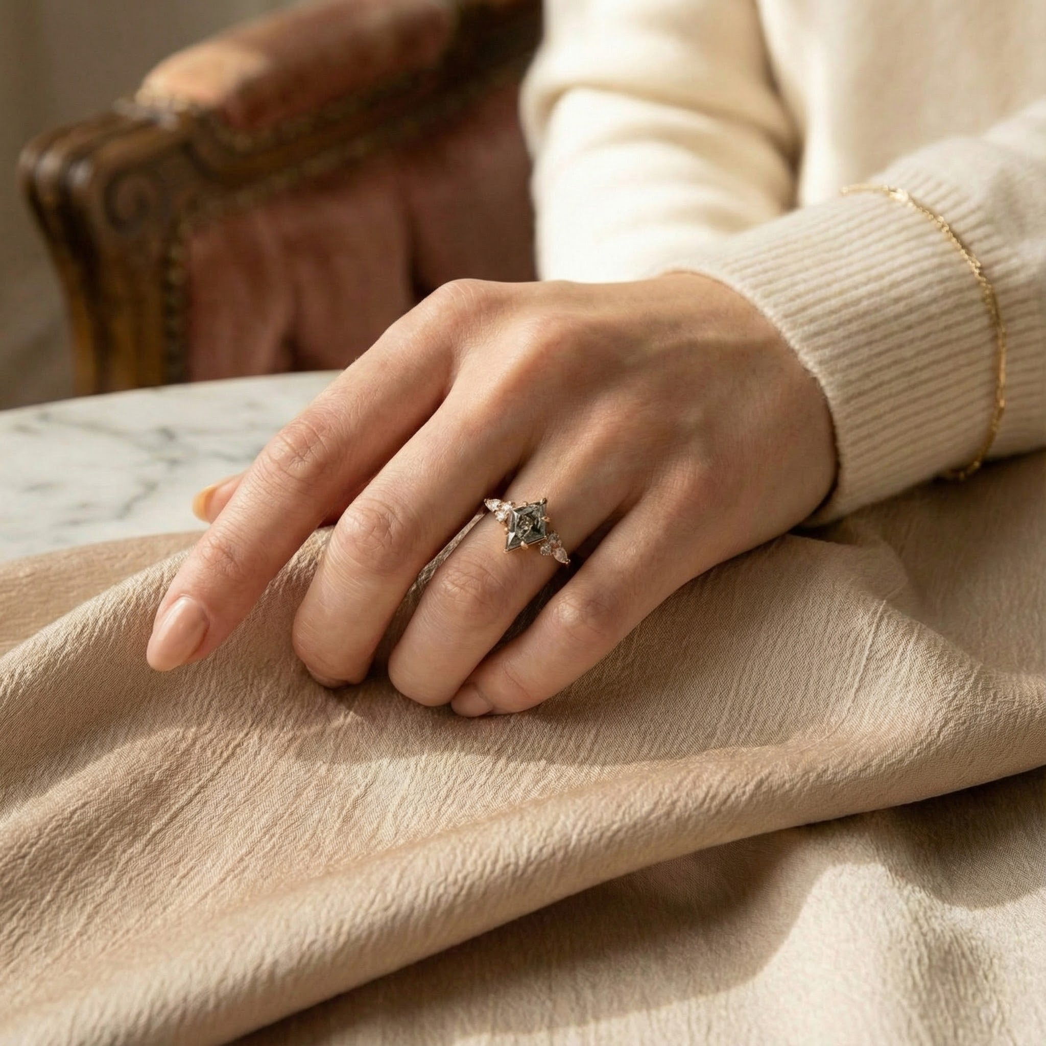 Rare Kite Cut Diamond Ring, Ideal for Those Seeking Unique Elegance