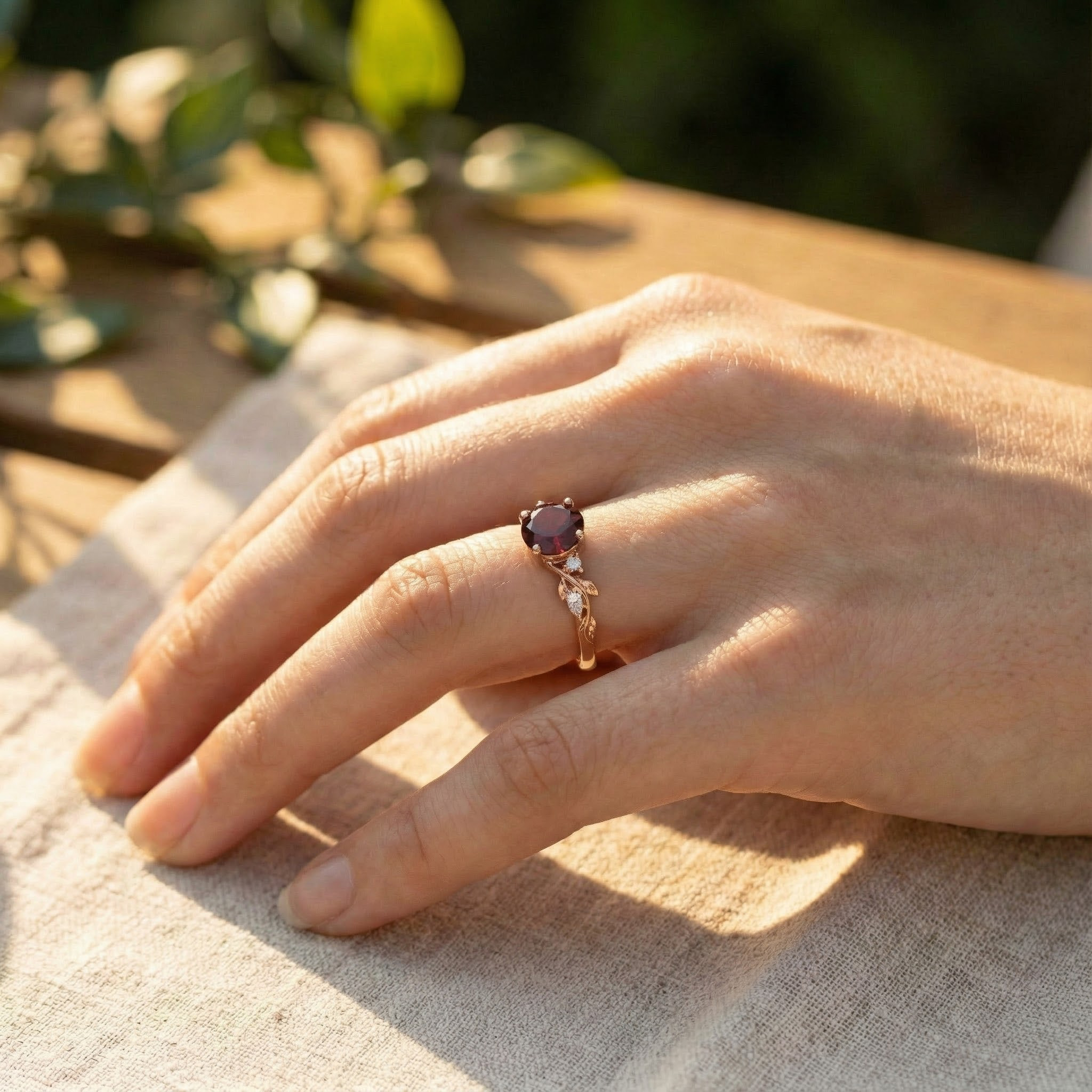 Exquisite round ruby ring in luxurious rose gold setting