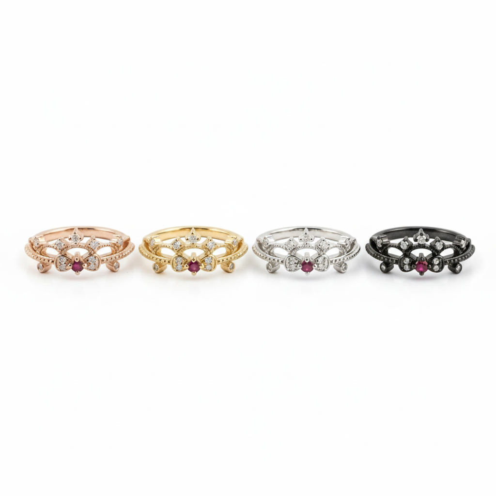 Lifestyle view of Garnet Wedding Band in Rose Gold