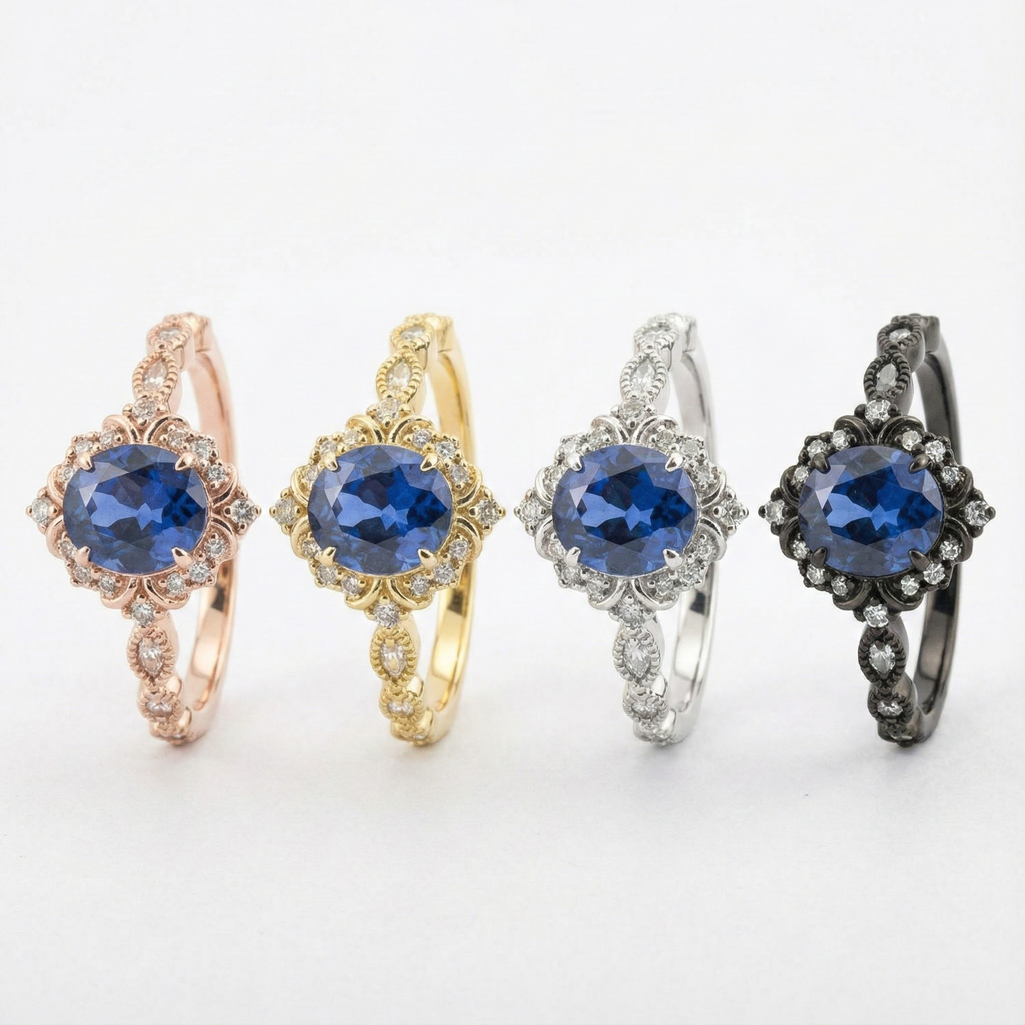 Luxurious Oval Sapphire Ring with Vintage Design - Perfect Anniversary Gift with Moissanite