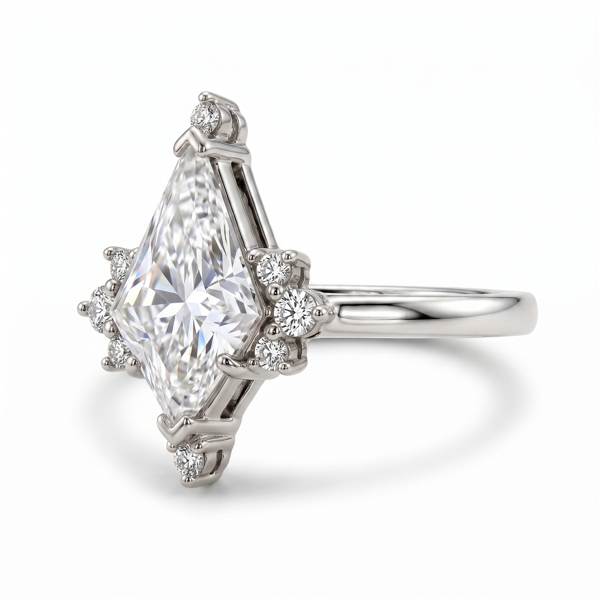 Lifestyle view of Kite Cut Lab-Grown Diamond Engagement Ring in Gold