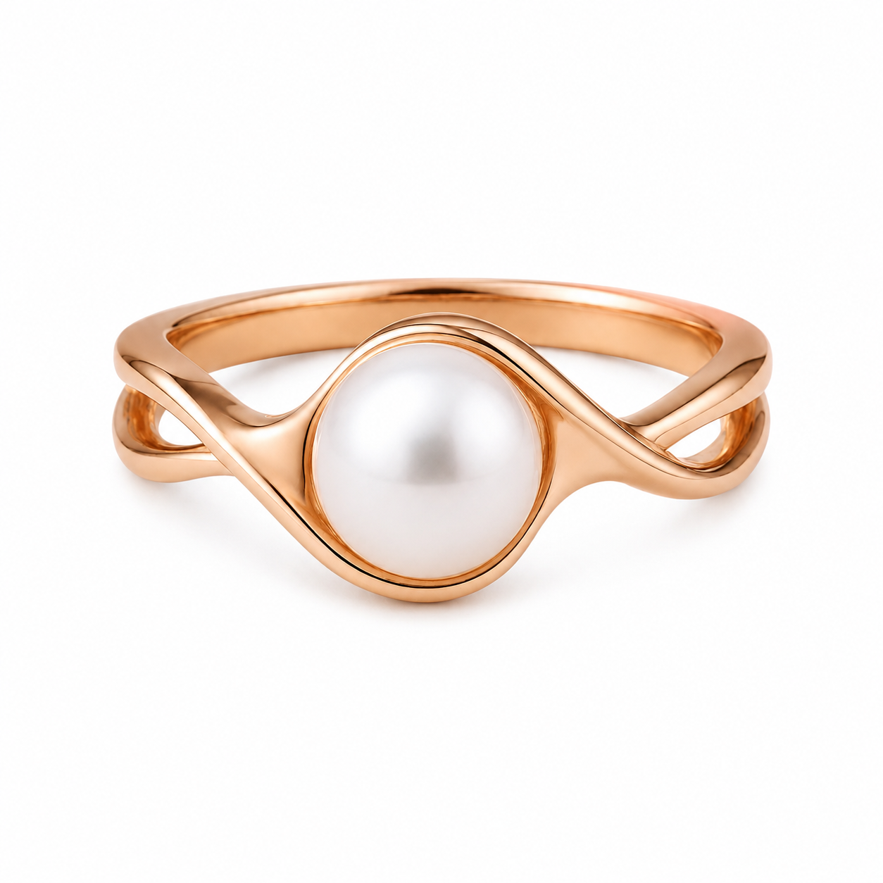 Twisted Pearl Ring in Gold
