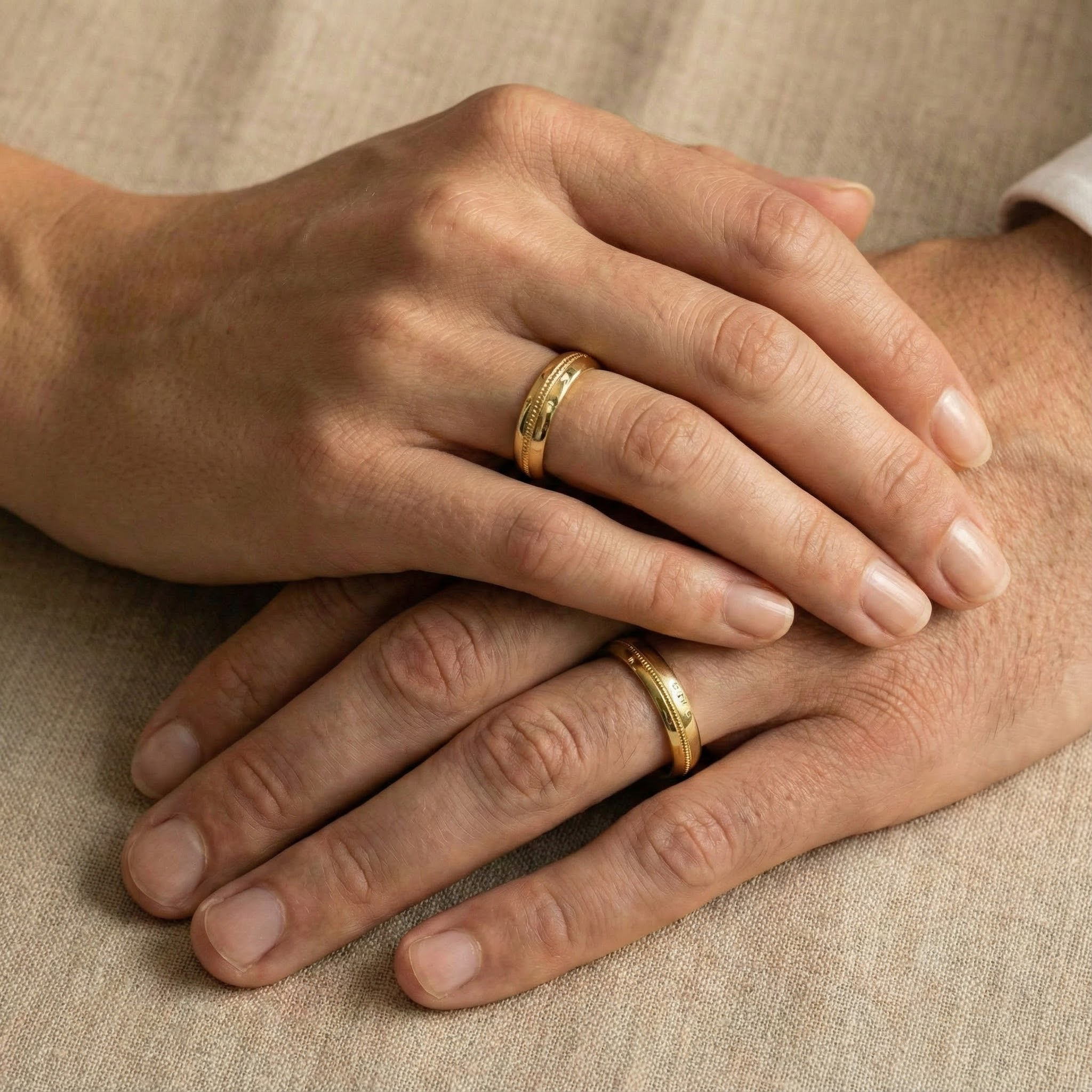 Elegant 18k Yellow Gold Couple Ring - Simple Style Jewelry for Him and Her