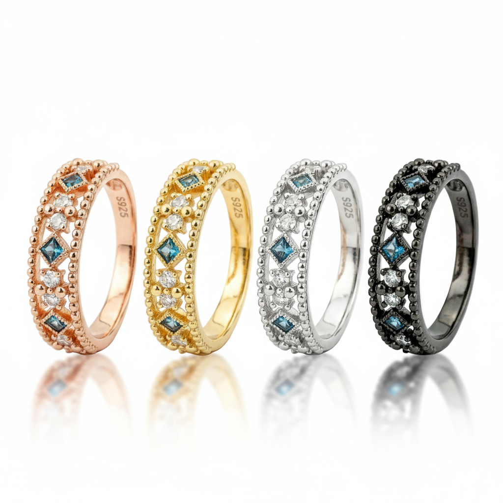 Lifestyle view of Alexandrite Wedding Band in Rose Gold