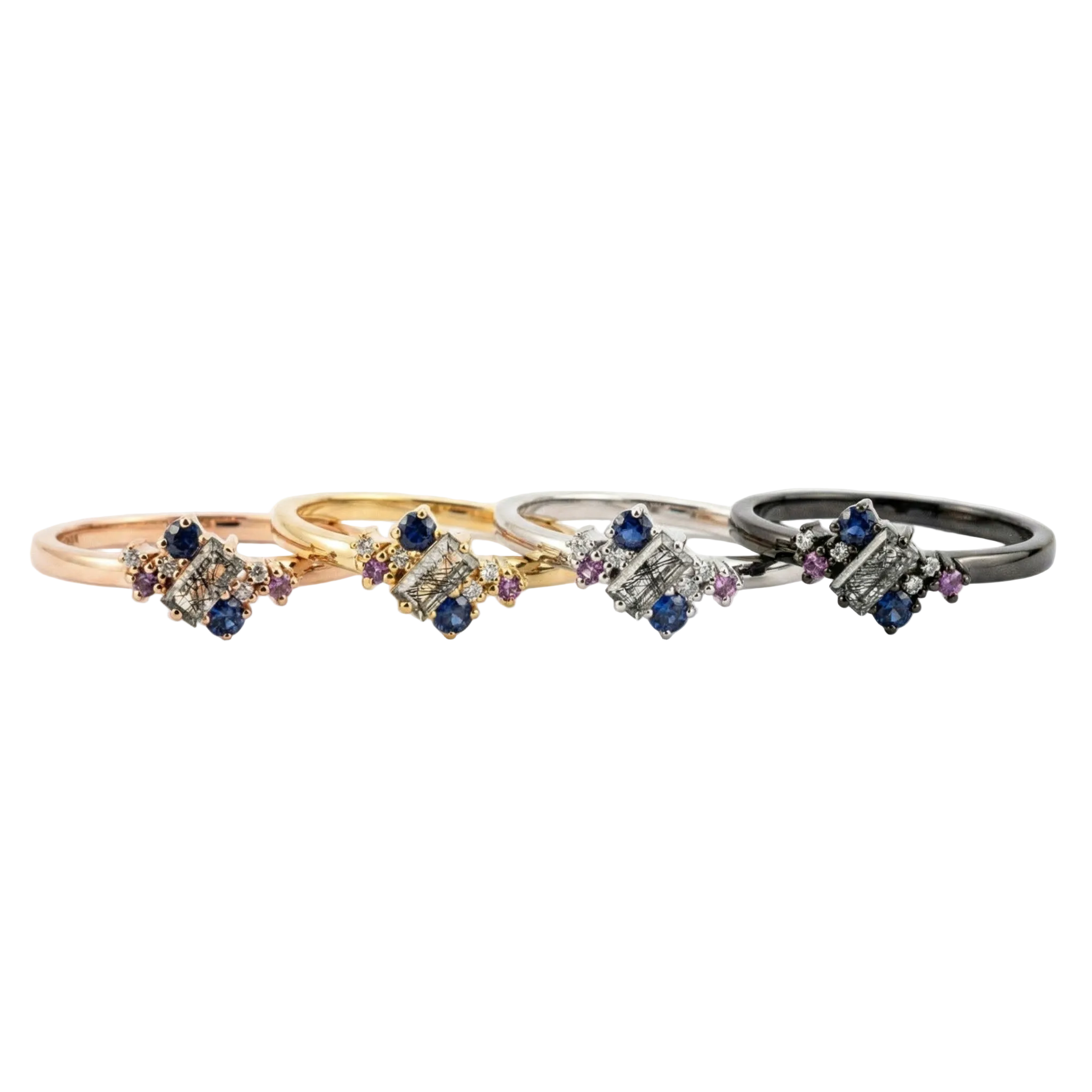 Lifestyle view of Black Rutilated Quartz Ring in Gold
