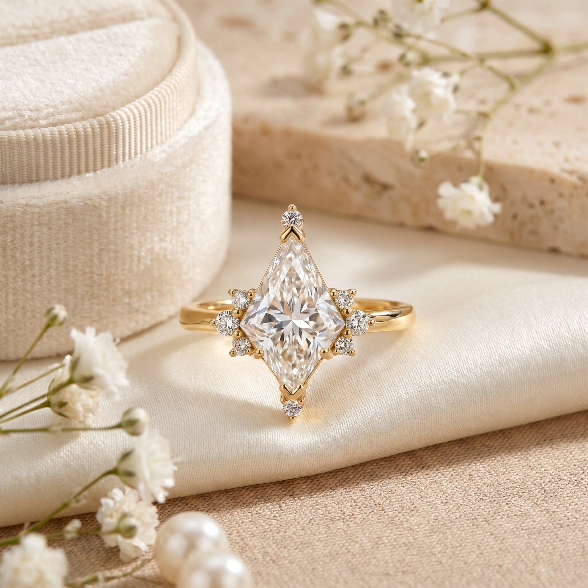 Product view of Kite Cut Lab-Grown Diamond Engagement Ring in Gold