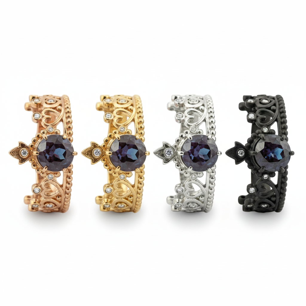 Lifestyle view of Round Alexandrite Ring in Gold