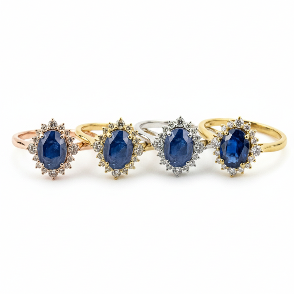 Lifestyle view of Oval Sapphire Engagement Ring in White Gold