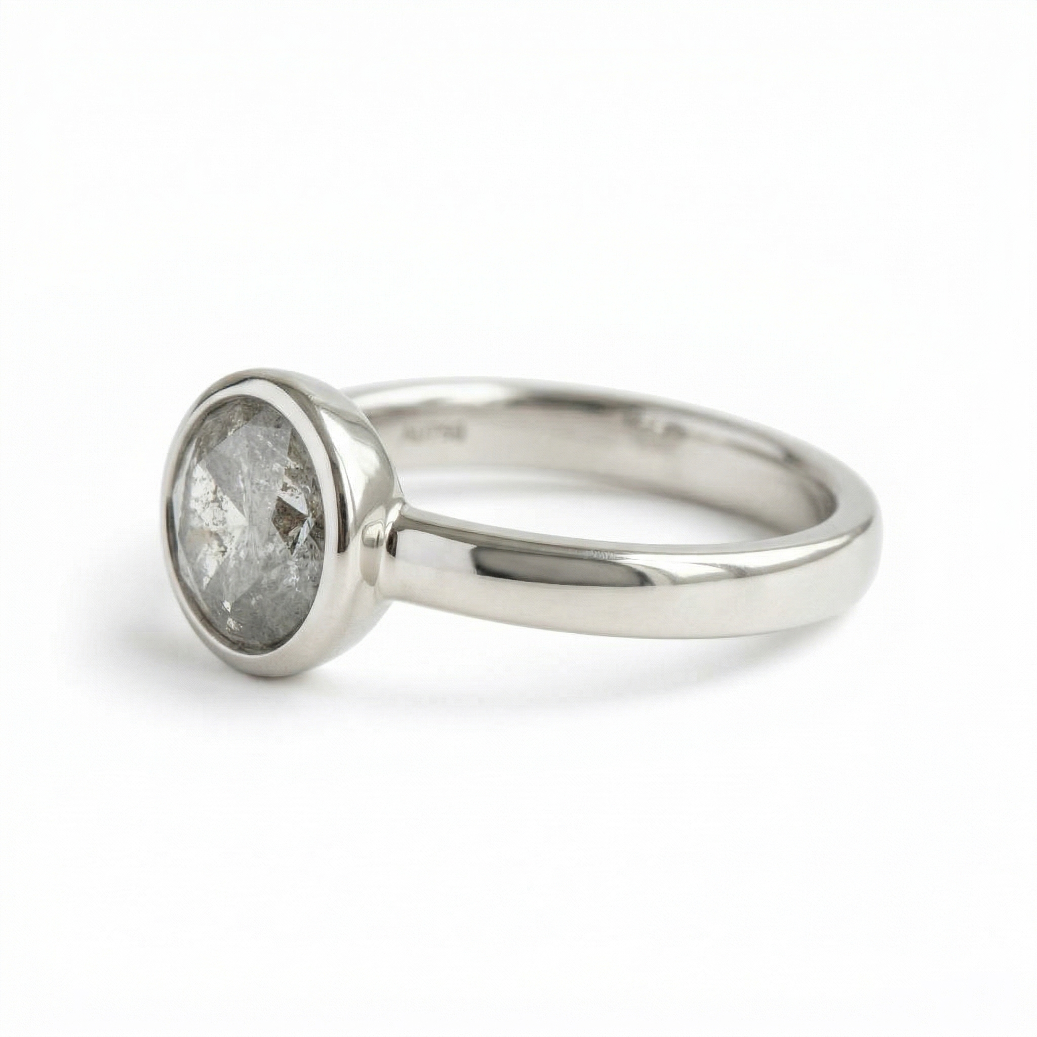 2ct Round Bezel Salt and Pepper Diamond Ring