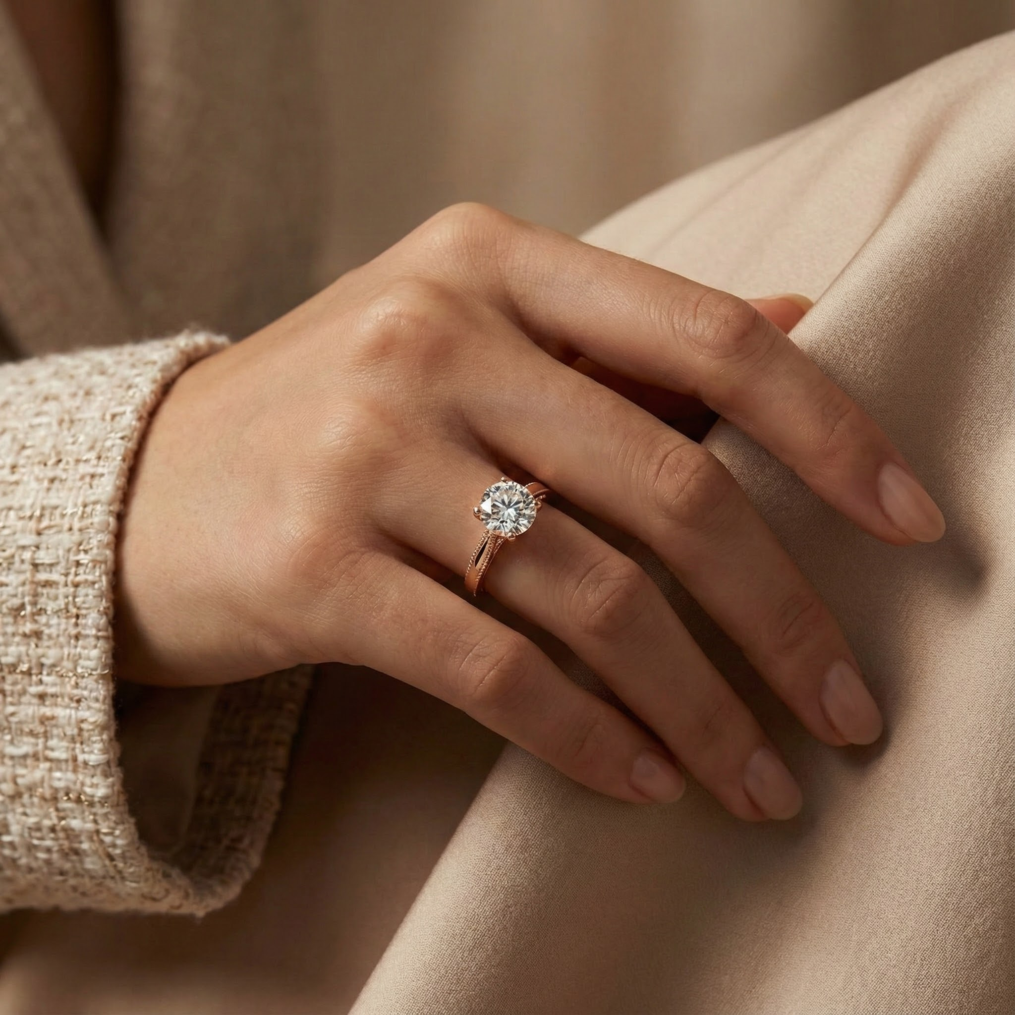 1ct Moissanite/Diamond Eternity Promise Ring Classic Engagement Ring