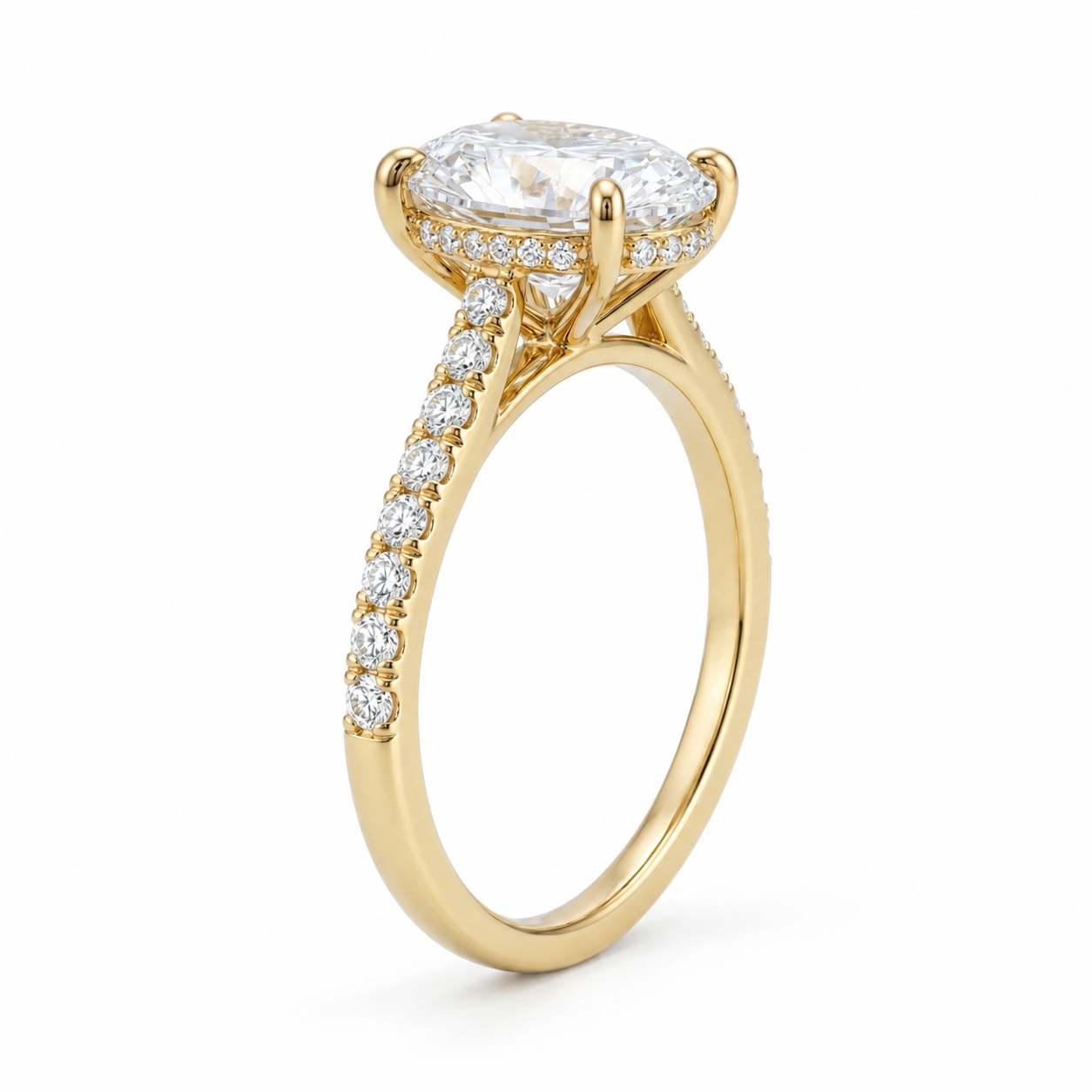 Lifestyle view of Oval Lab-Grown Diamond Engagement Ring in Yellow Gold