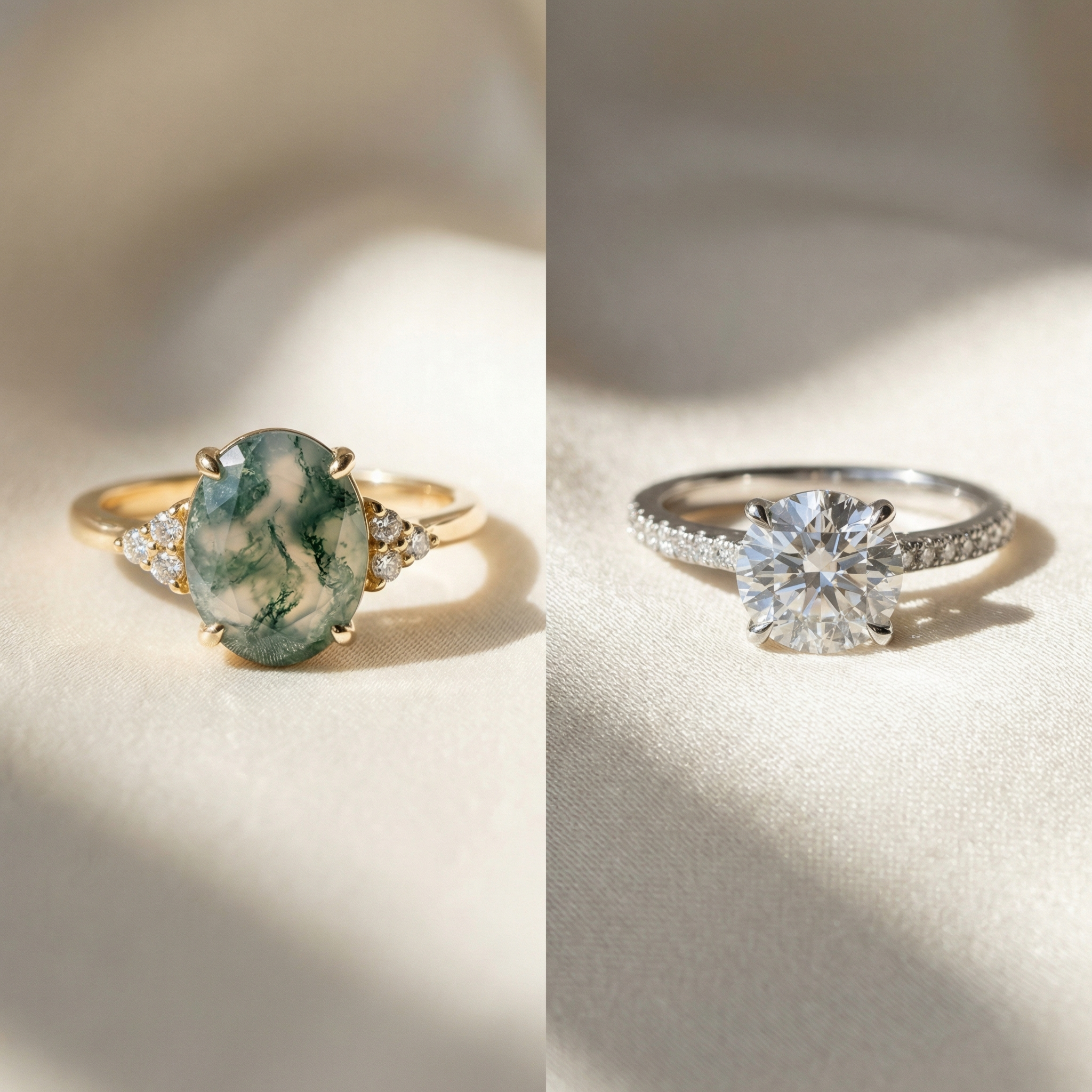 Moss Agate vs Moissanite: Which Engagement Ring Is Right for You?