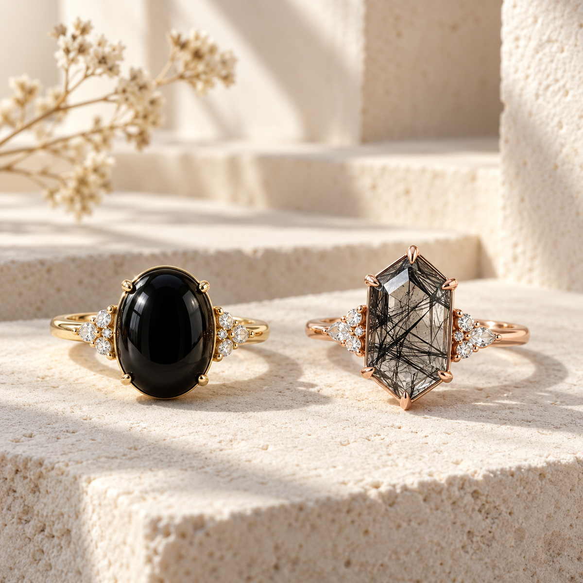 Black Onyx vs. Black Rutilated Quartz Rings: Which Dark Gemstone Should You Choose?