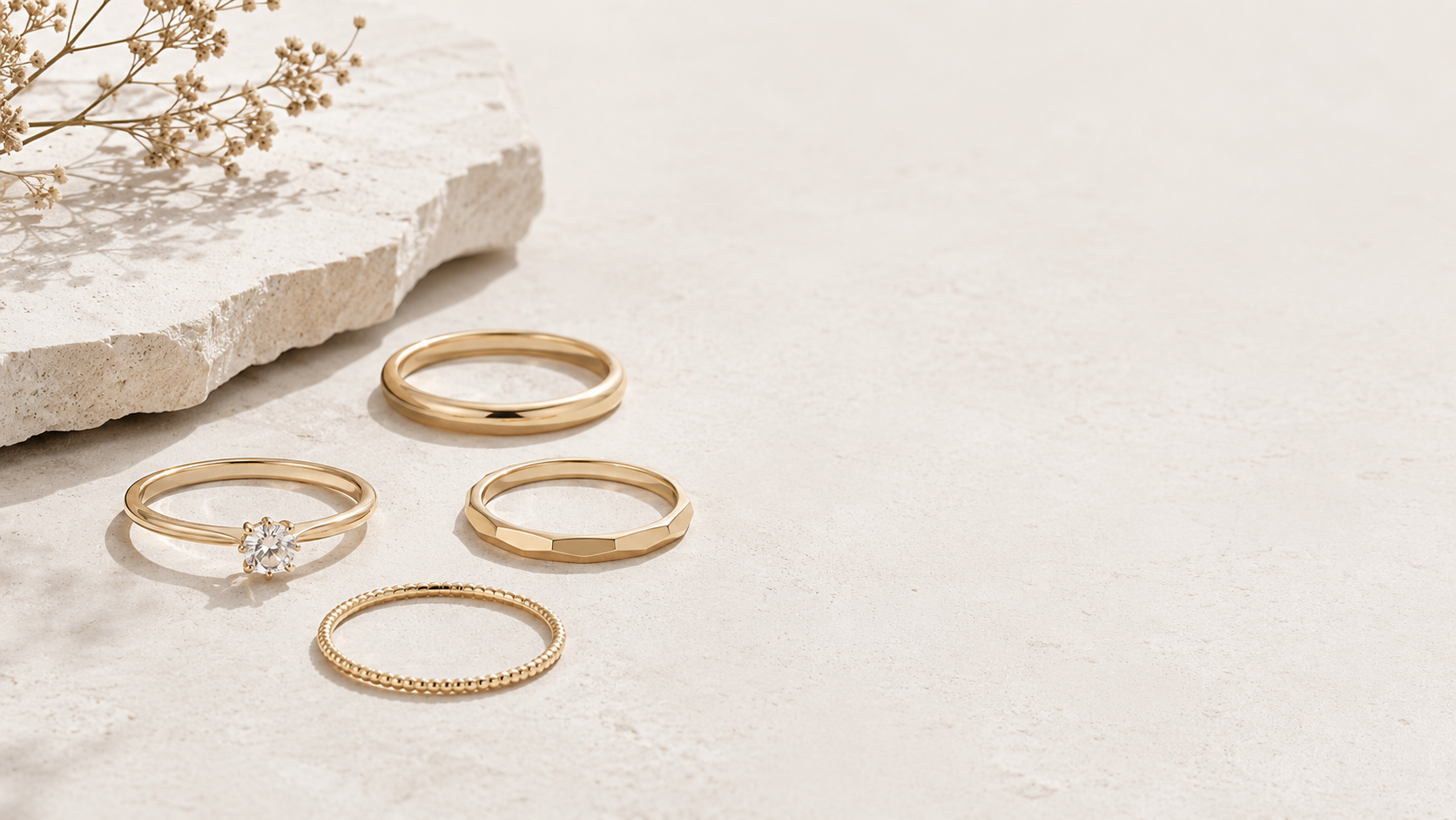 Minimalist gold rings with simple gemstone settings, GemifySpace collection cover