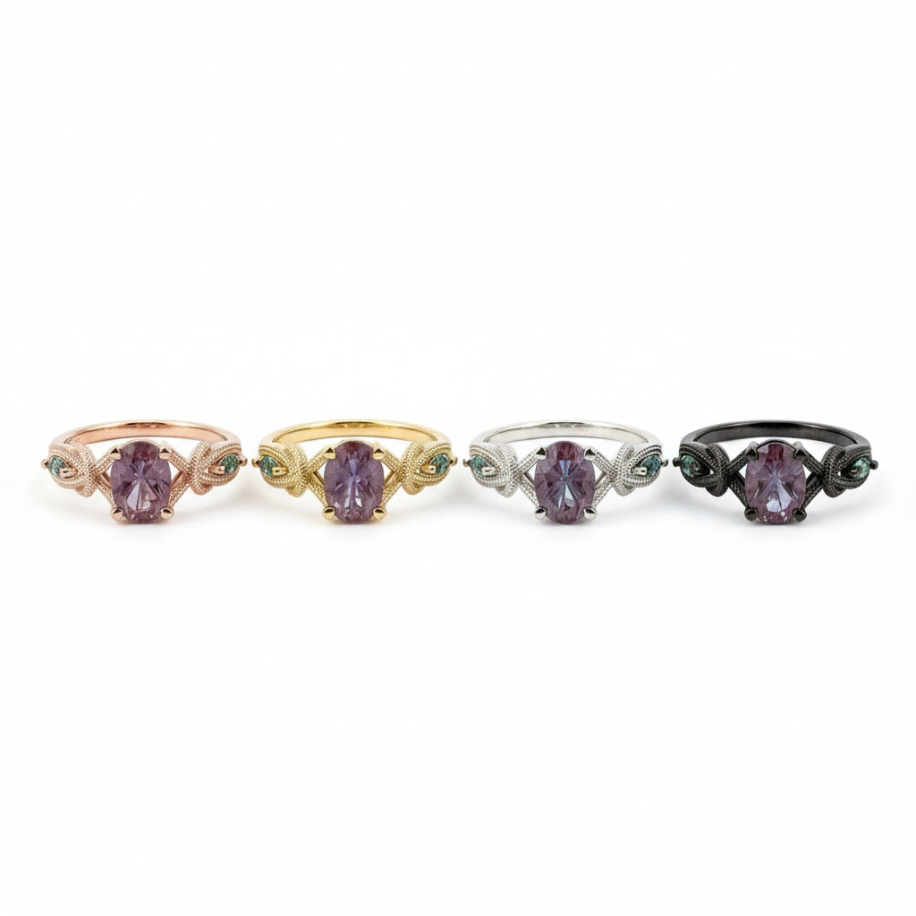 Lifestyle view of Oval Alexandrite Ring in White Gold