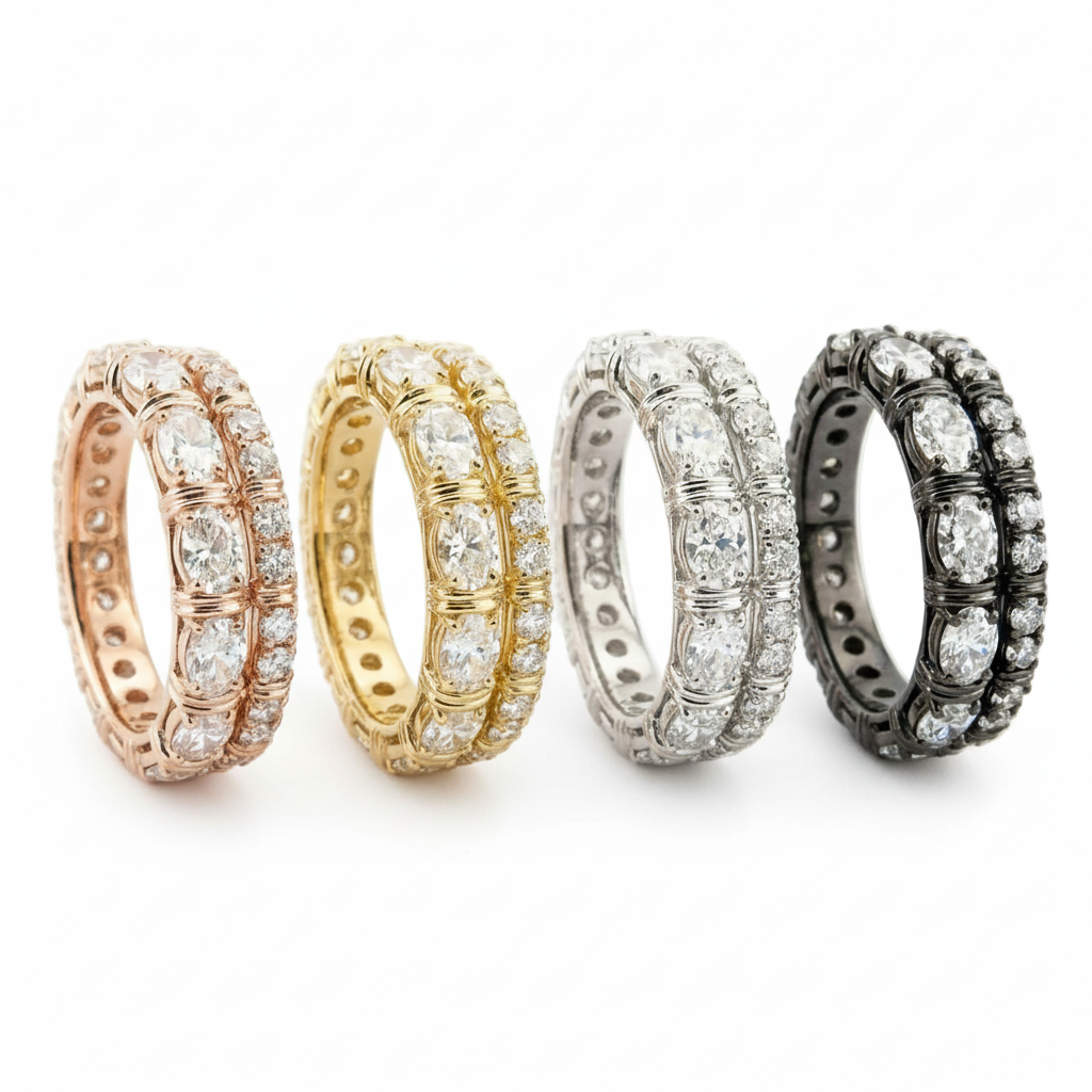 Lifestyle view of Moissanite Ring Set in White Gold