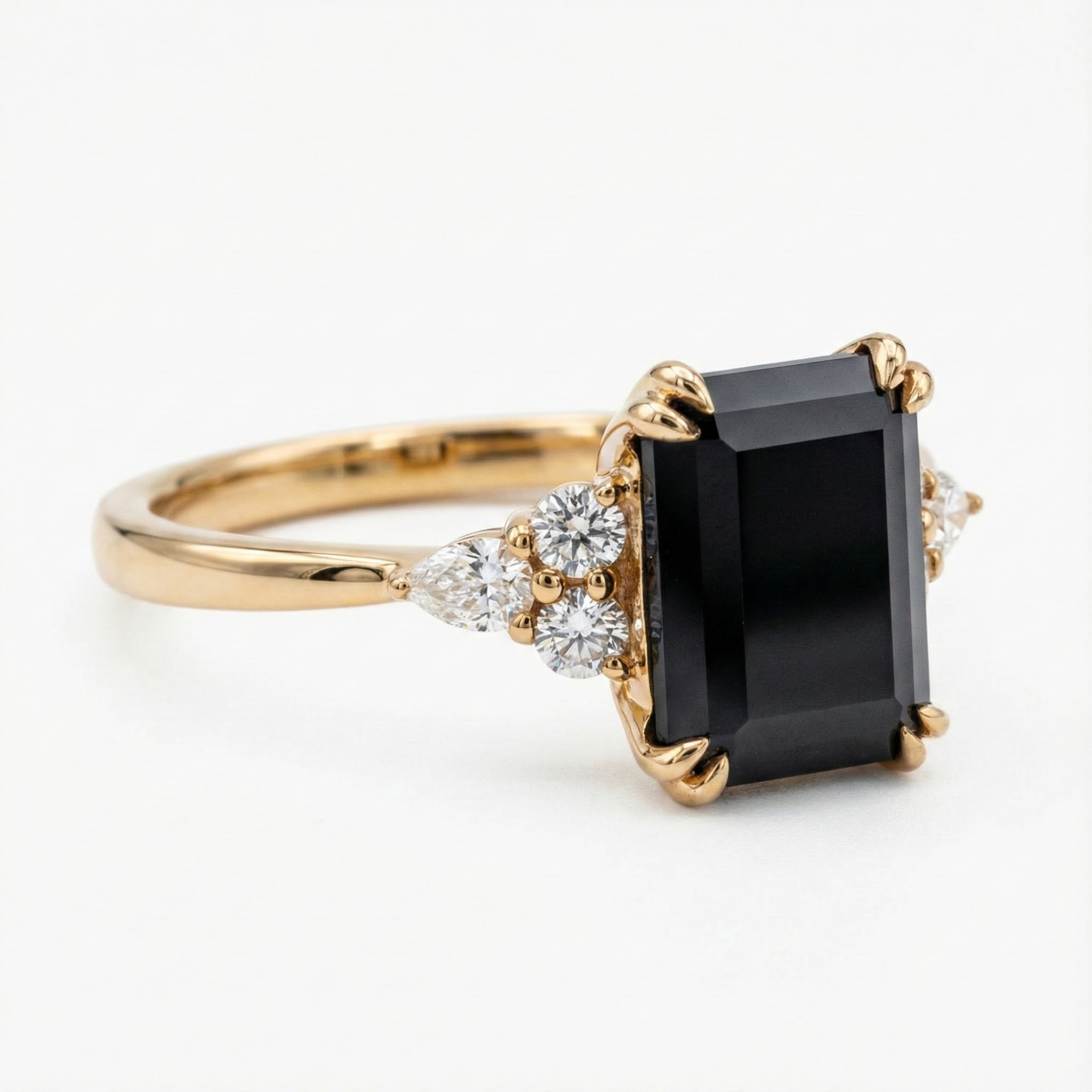 Beautiful Rose Gold Engagement Ring with Black Onyx Stone